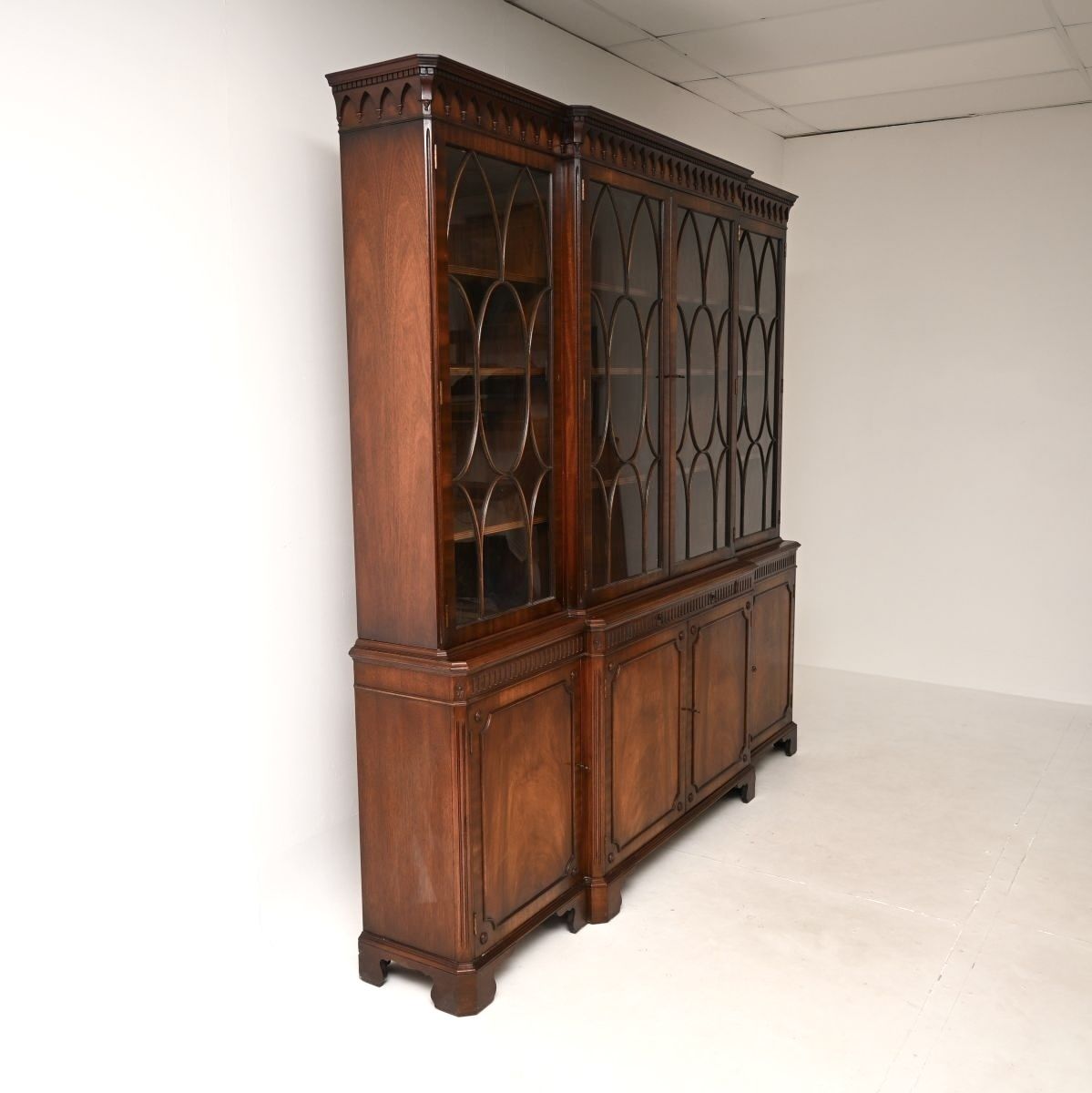 photo for sale Antique Georgian Style Mahogany Breakfront Bookcase