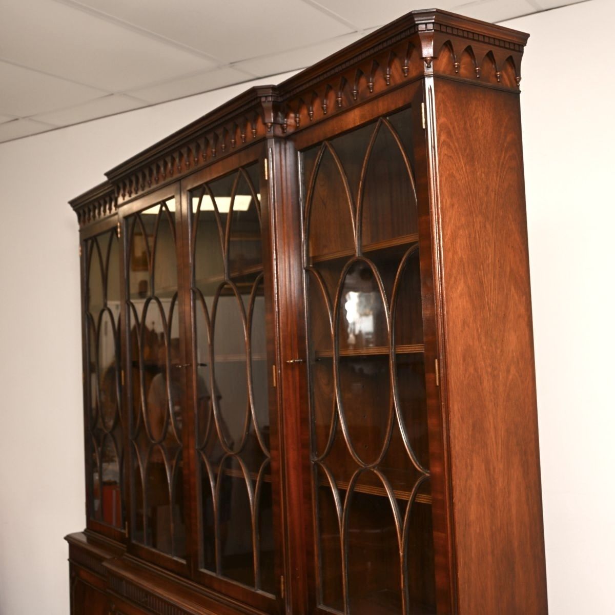 Furniture Antique Georgian Style Mahogany Breakfront Bookcase photo
