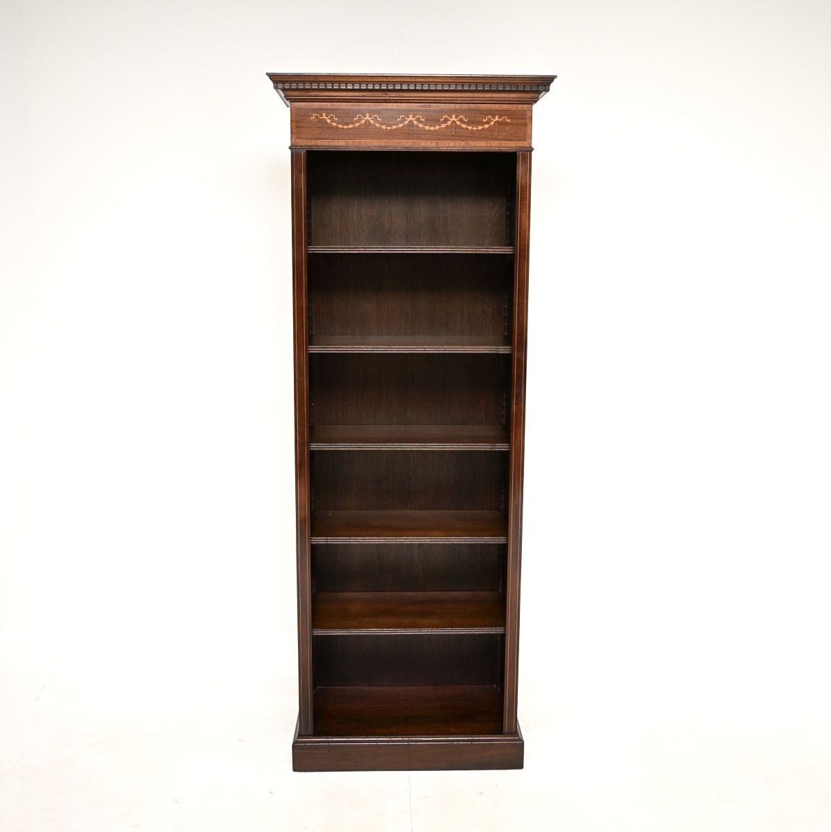 Antique Inlaid Mahogany Open Bookcase photo furniture