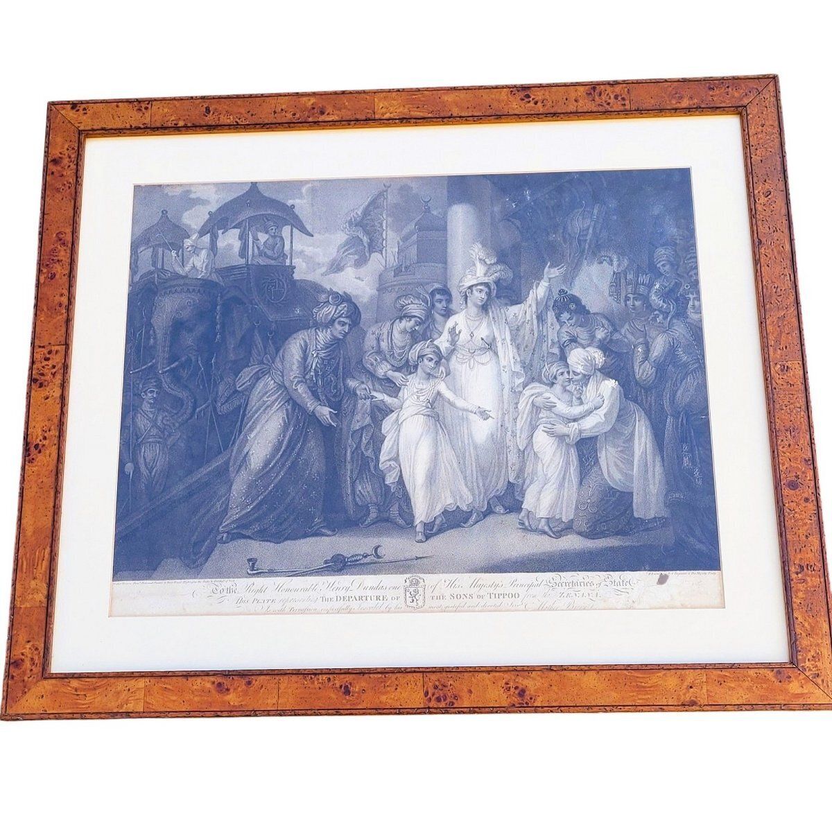 Departure Of Tippoo's Sons From Zenana, 78 X66cm, Large Framed Engraving, Late 18th Century
