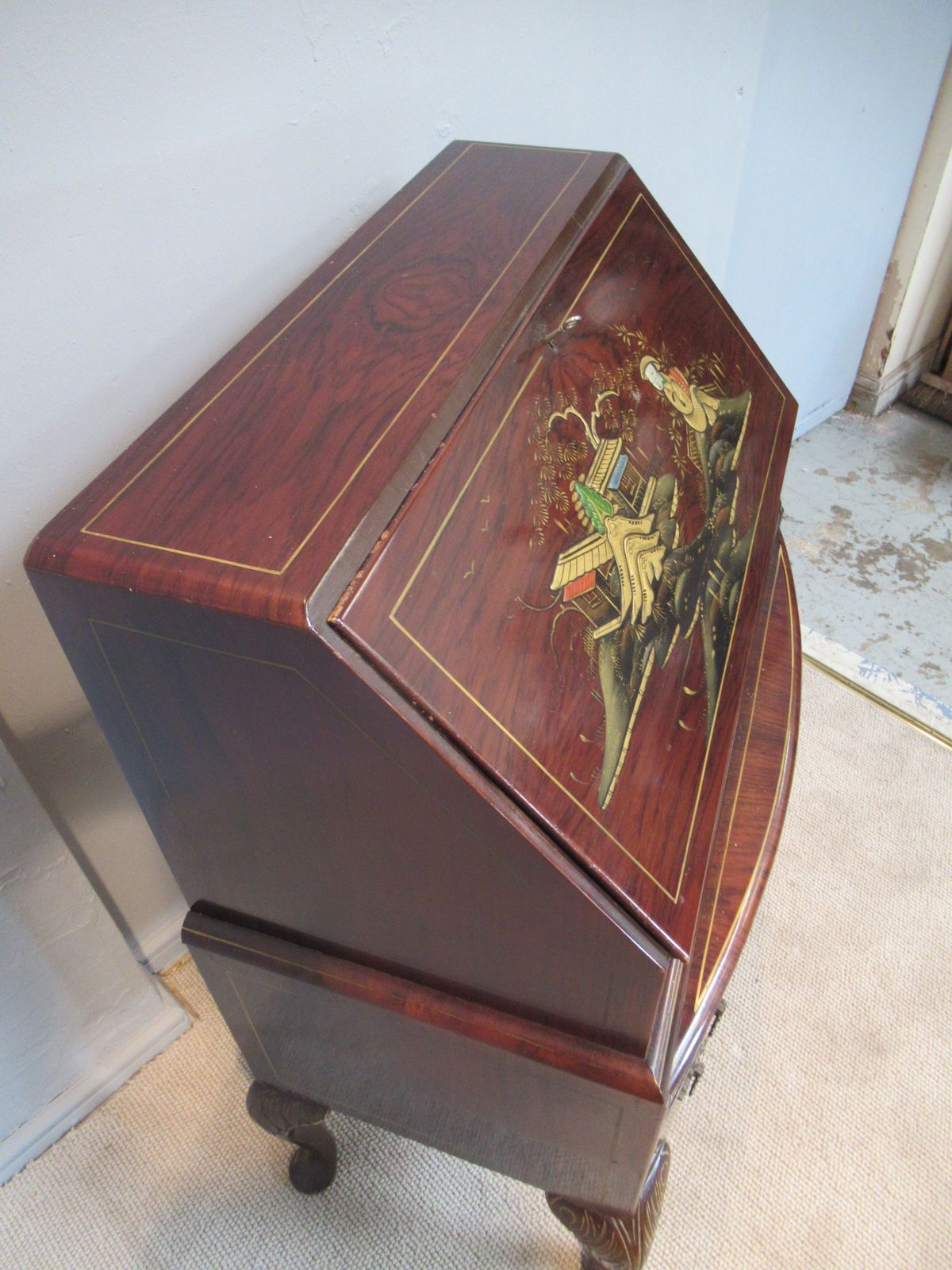 photo for sale Walnut Writing  Bureau   With Chinoiserie   Decoration
