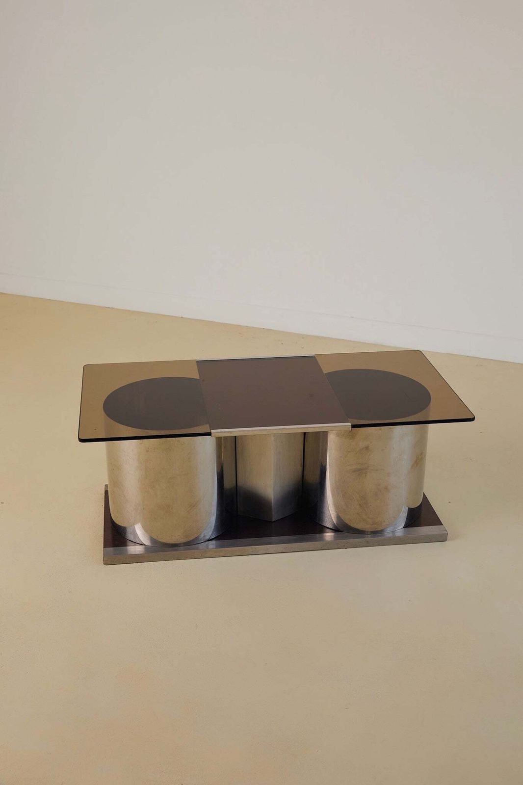 Chrome And Glass Coffee Table Forming Bar By Lodovico Acerbis photo buy