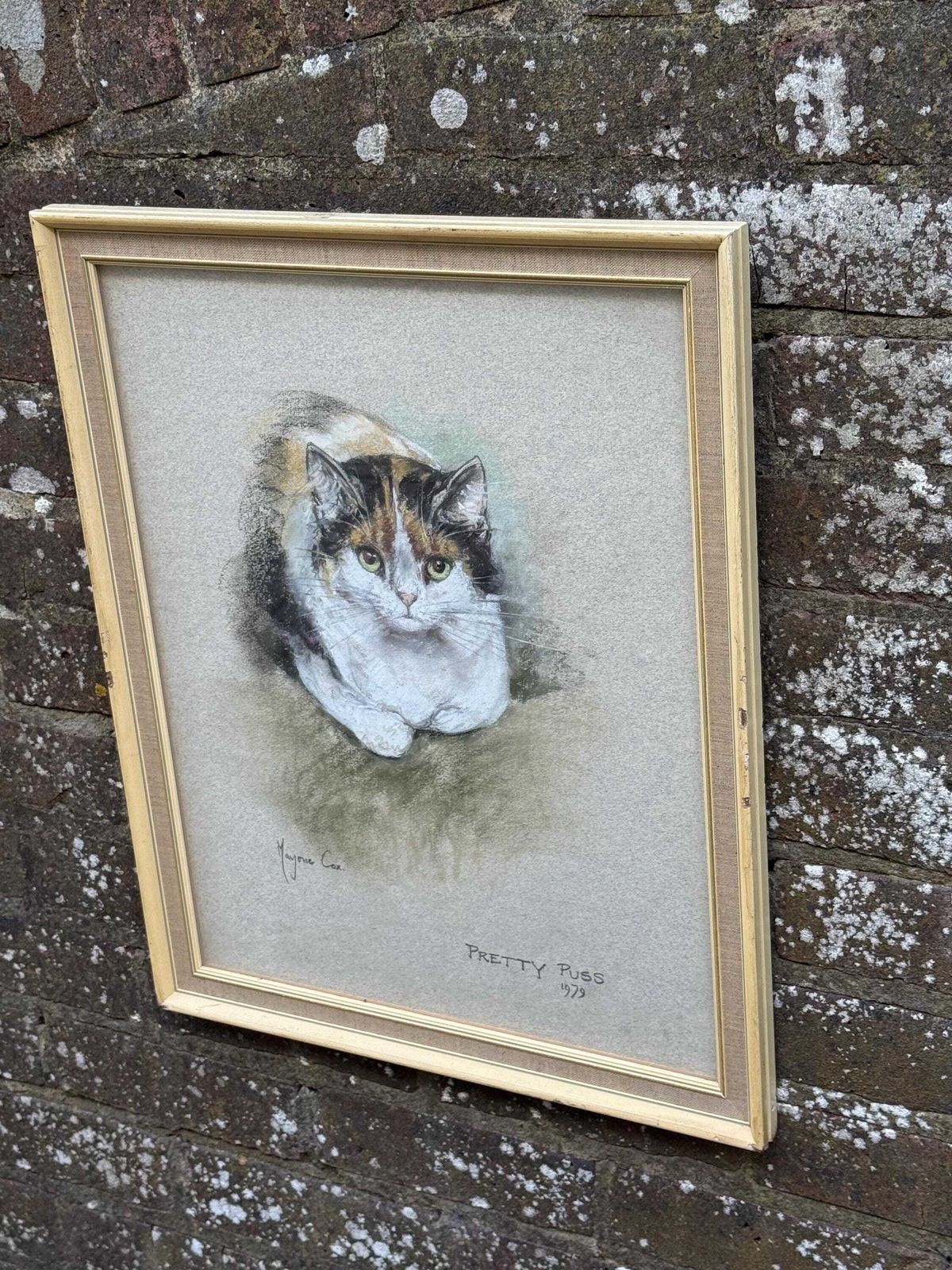 Original Marjorie Cox Pastel Portrait Of A Cat ‘Pretty Puss’ (1979) 43cm X 54cm photo buy