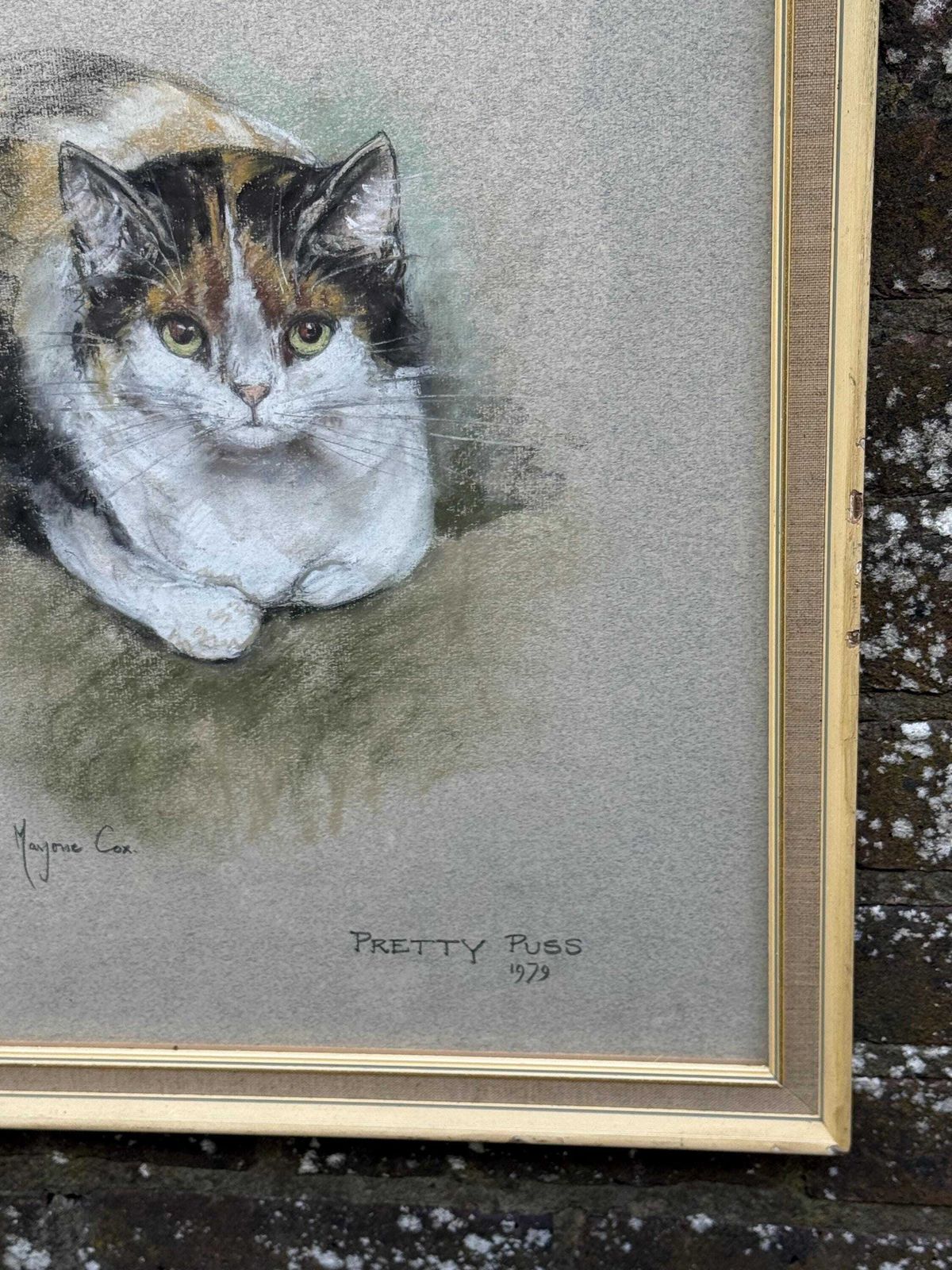 photo furniture Original Marjorie Cox Pastel Portrait Of A Cat ‘Pretty Puss’ (1979) 43cm X 54cm