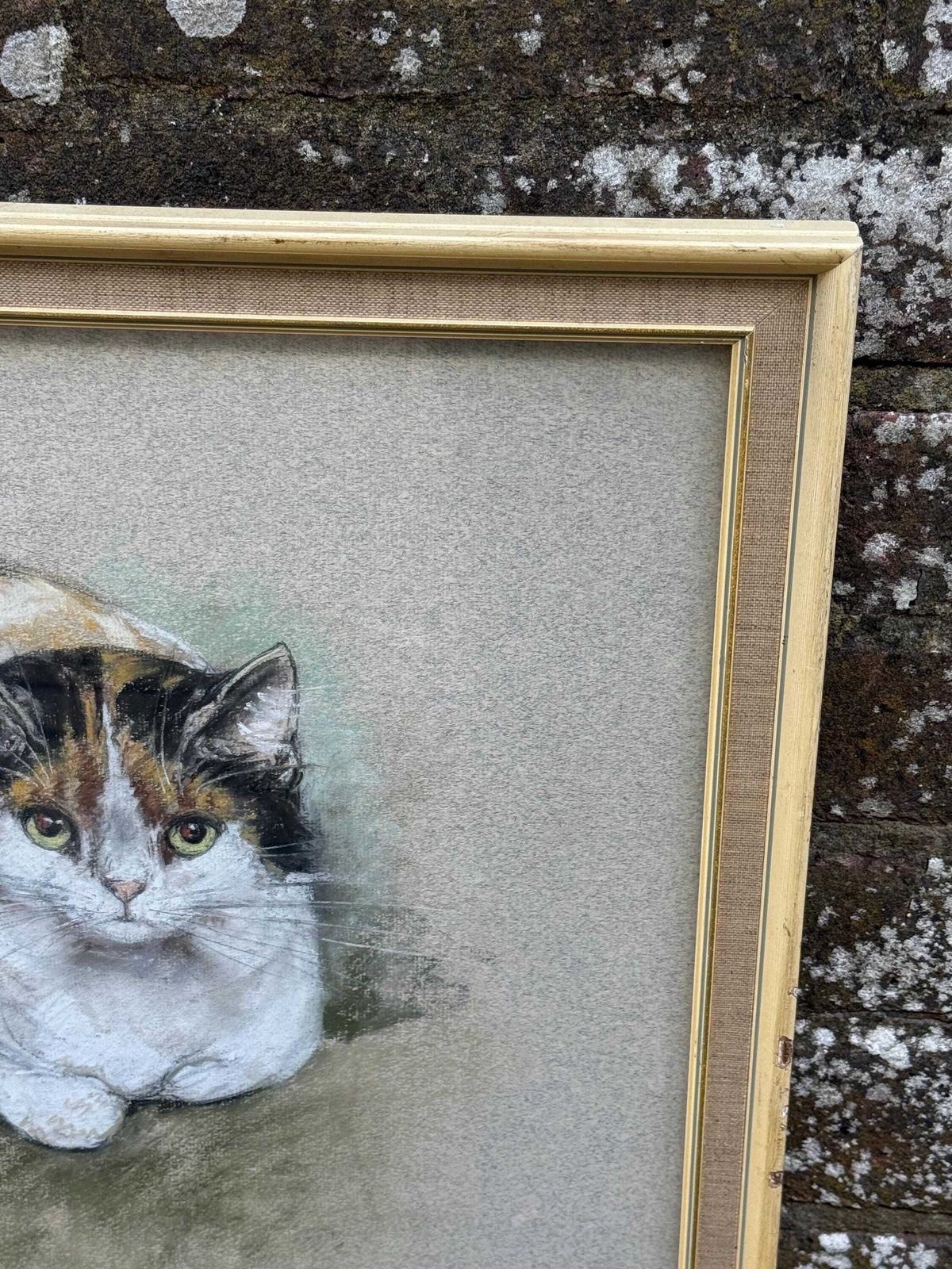 195.0 Original Marjorie Cox Pastel Portrait Of A Cat ‘Pretty Puss’ (1979) 43cm X 54cm photo