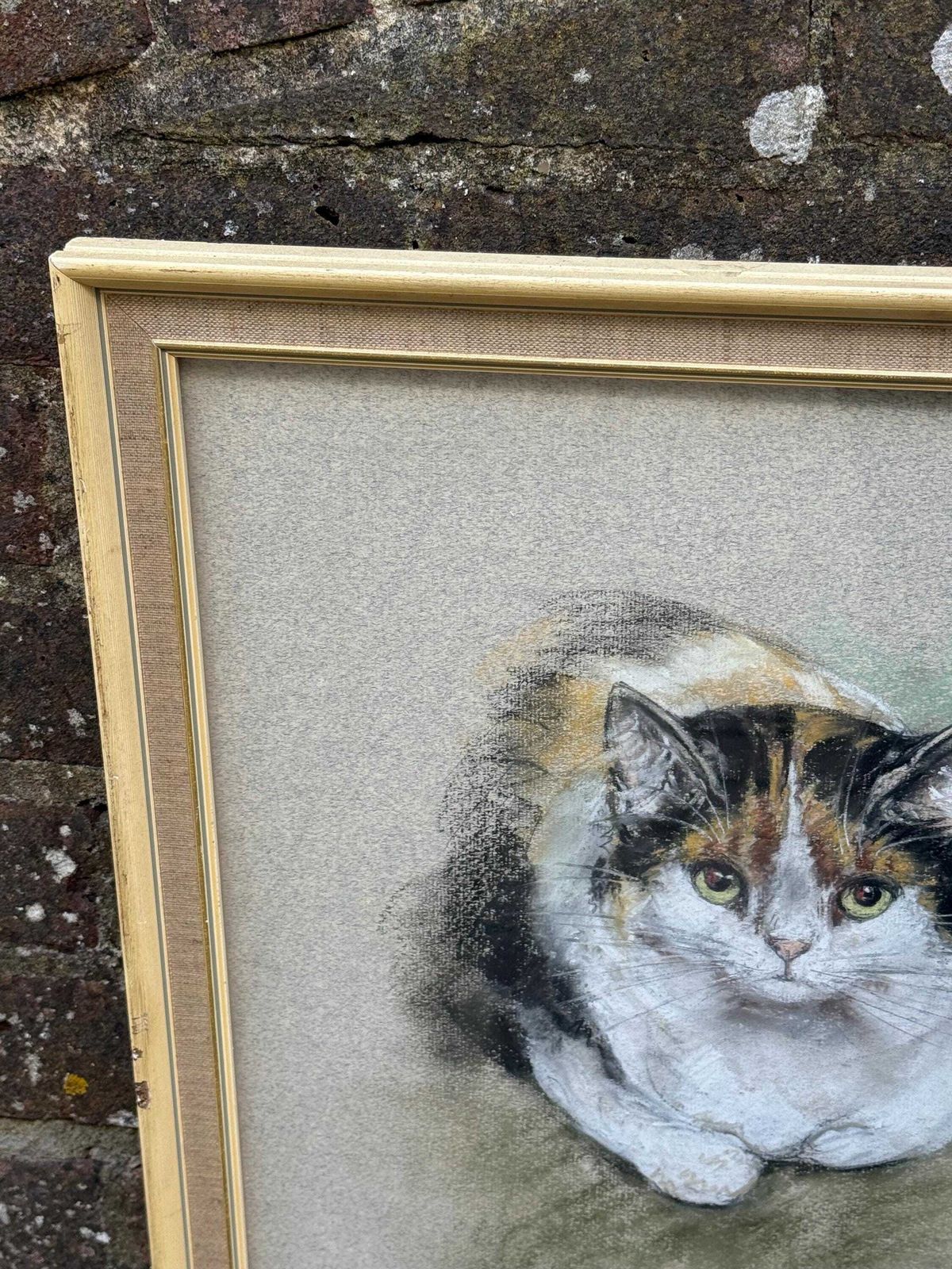 photo vintage Original Marjorie Cox Pastel Portrait Of A Cat ‘Pretty Puss’ (1979) 43cm X 54cm