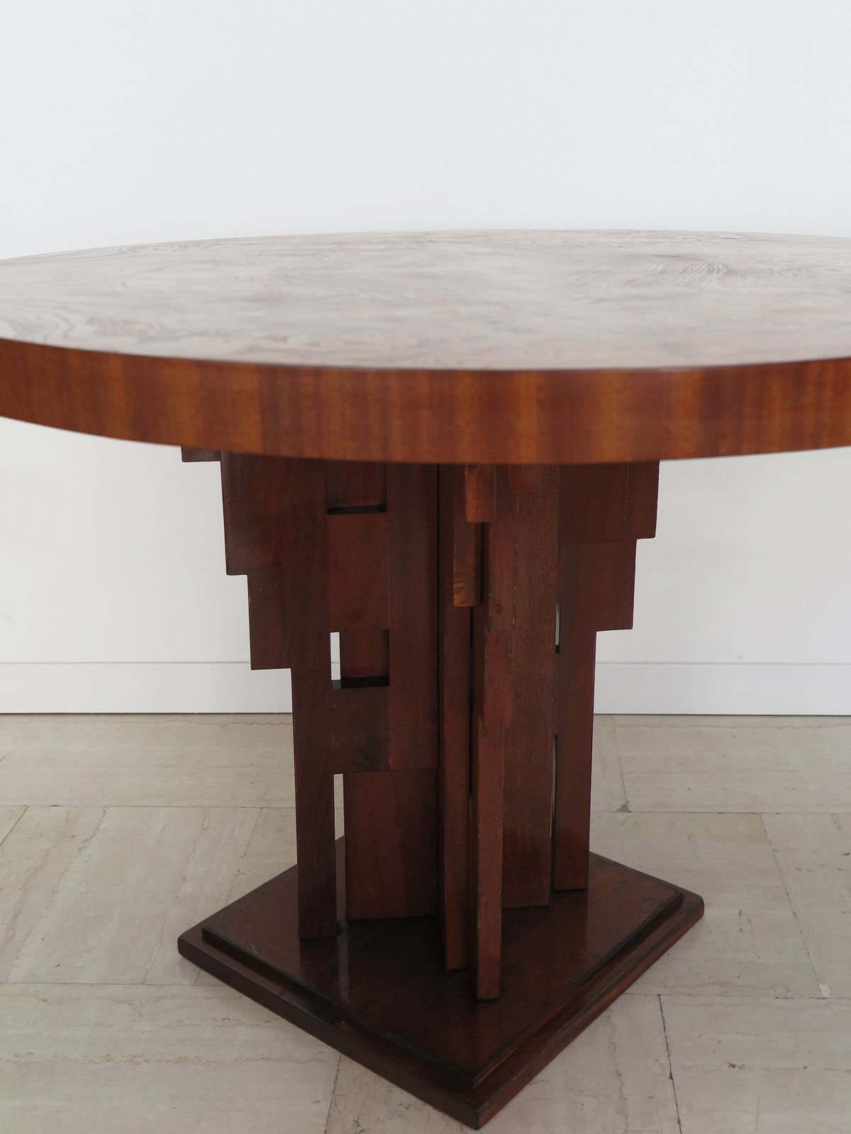 photo for sale Couple Of  Burl Wood Tables Or Gueridon Art Decò With Sculptural Legs, Italy 1930s