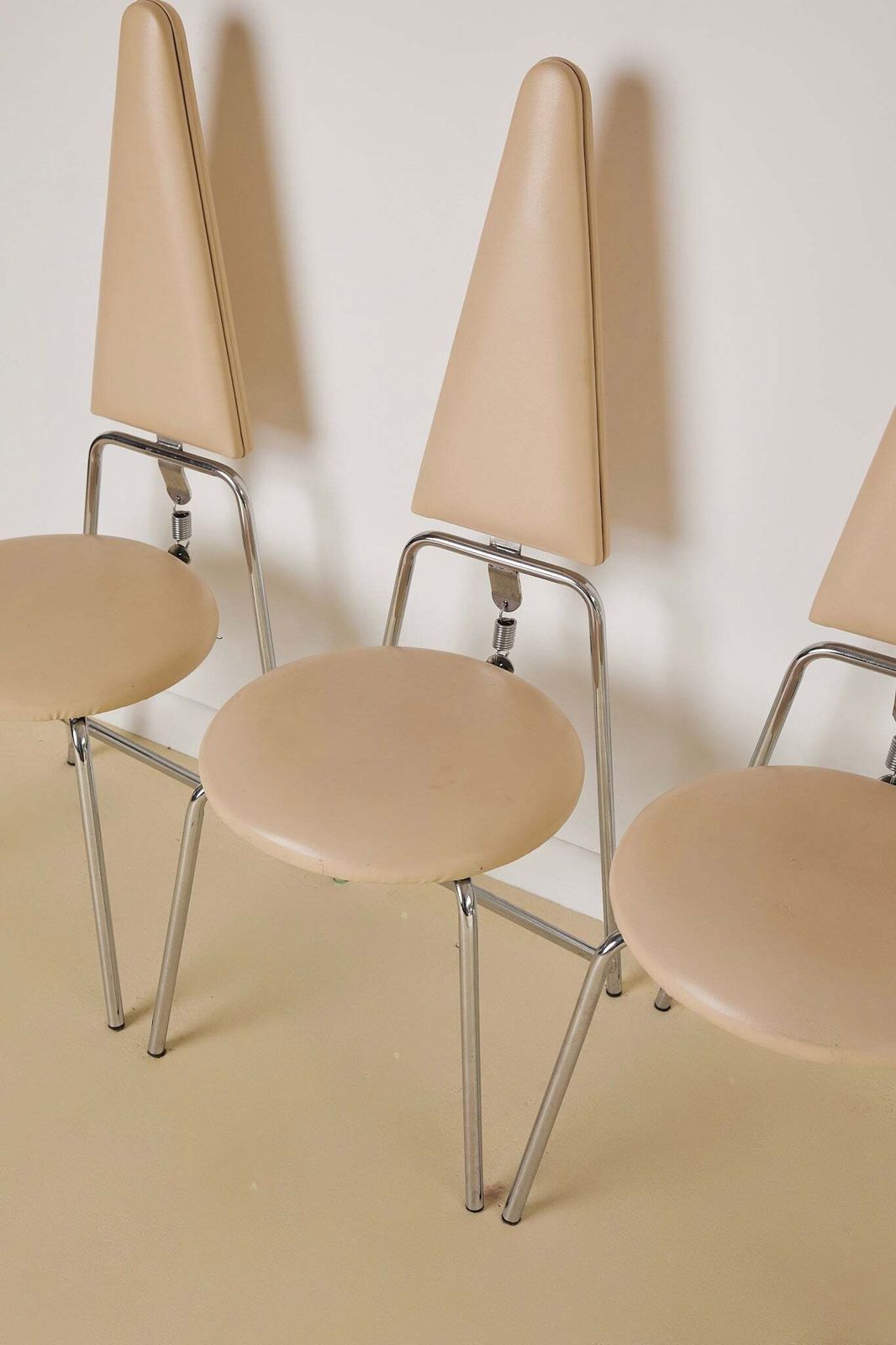 photo buy White Leather Geometric Dining Chairs By Rach Finazzi Set Of X4