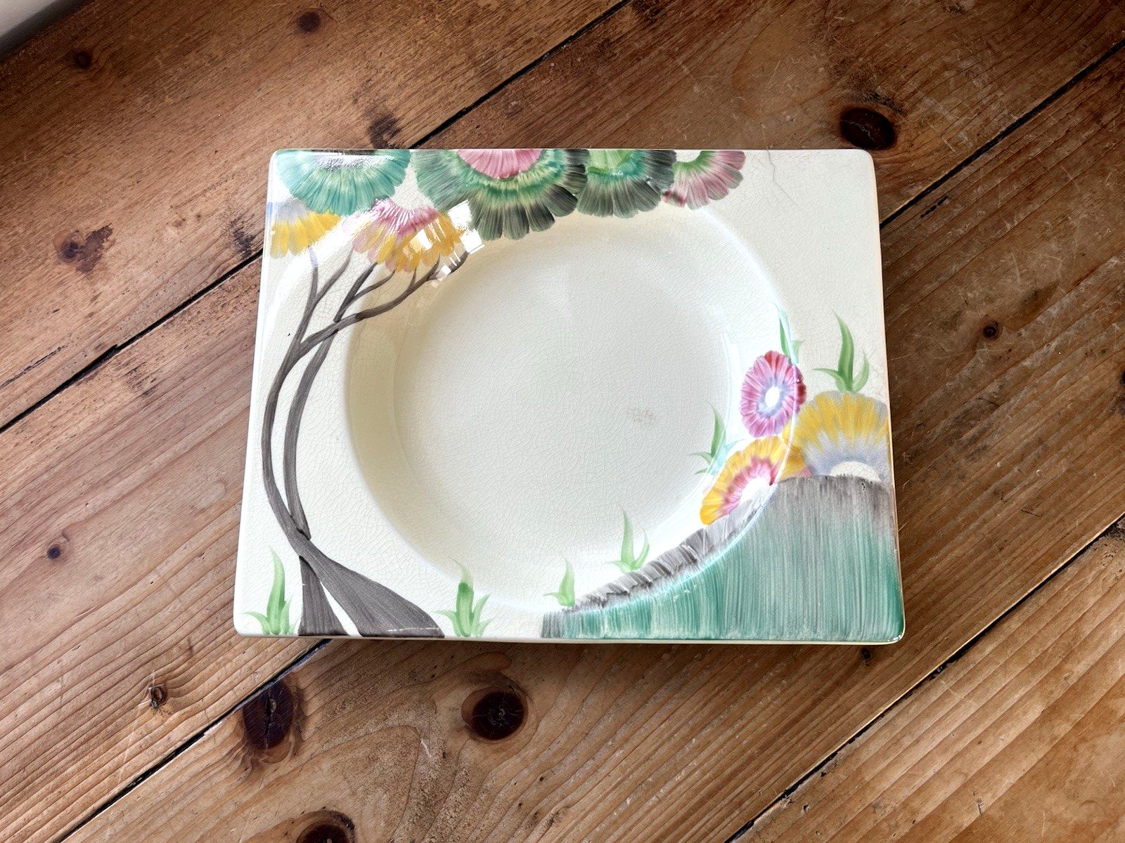 C1934 Art Deco Clarice Cliff Pottery Aurea Pattern 10.75" Biarritz Plate Dish photo furniture