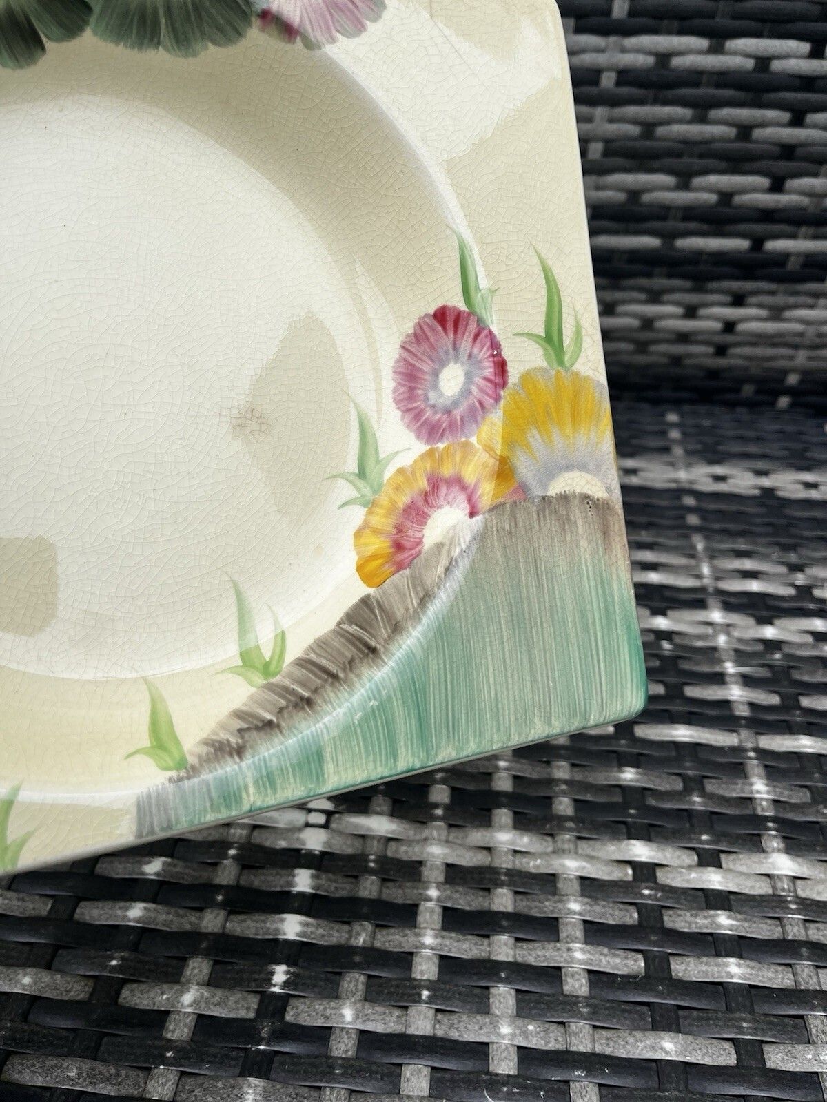 photo vinterior C1934 Art Deco Clarice Cliff Pottery Aurea Pattern 10.75" Biarritz Plate Dish