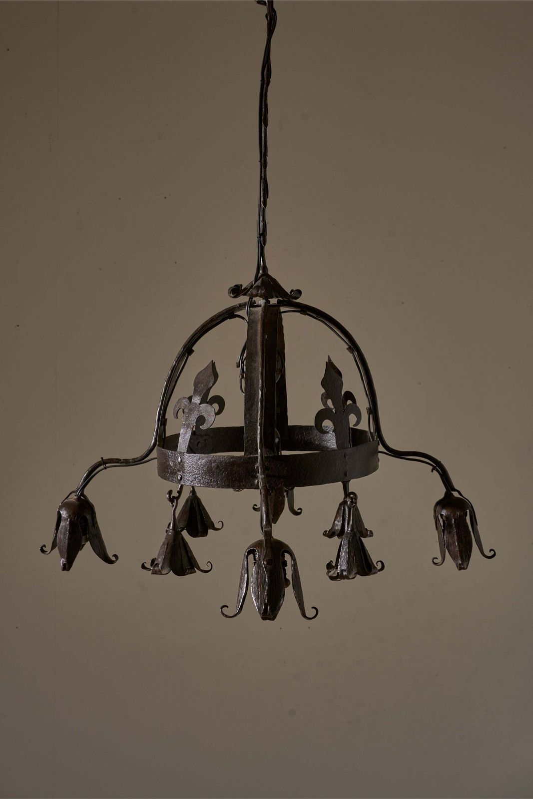 Early 20th Century Estate Made Blacksmith Hanging Light