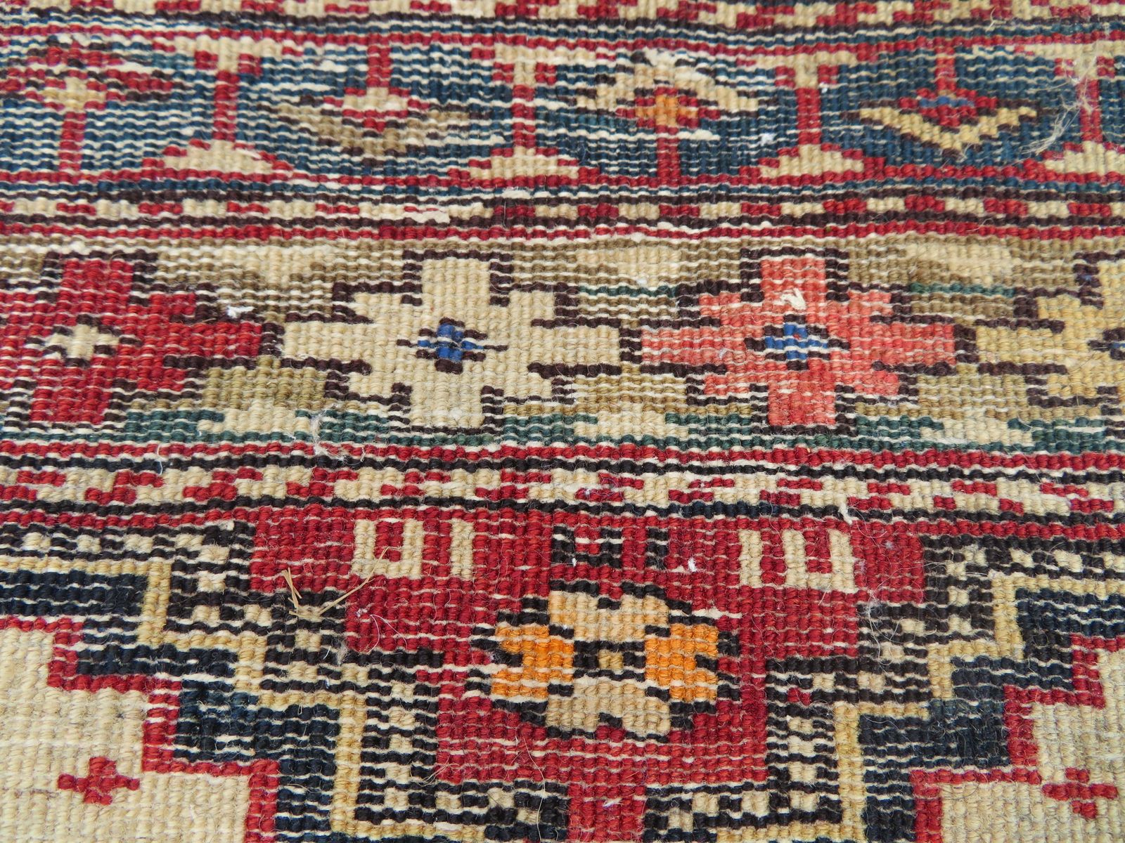 Textiles Distressed Antique Caucasian Daghestan Rug. 132cm X 102cm photo