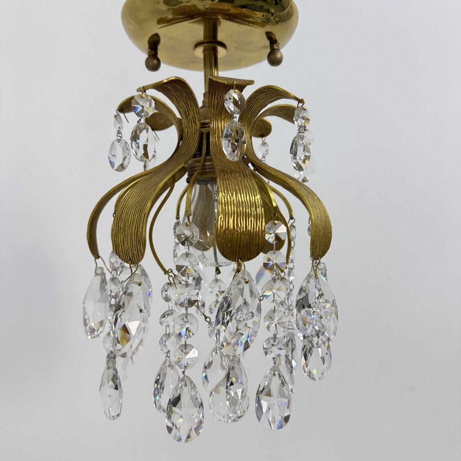 Palwa kristallen plafondlamp van Ernst Palme, messing ananas, ca. jaren 1960, Duitsland photo Verlichting