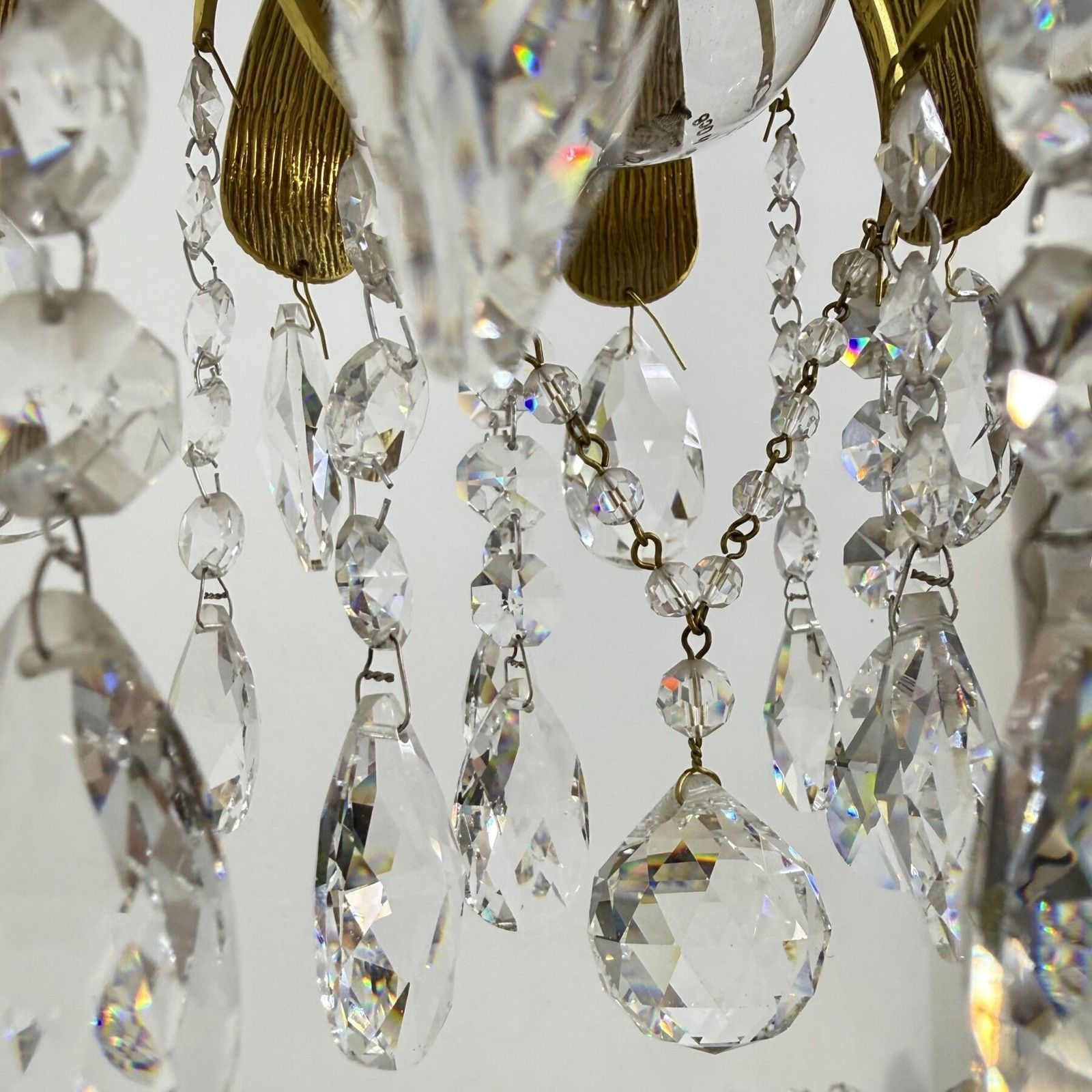 Lighting Palwa Crystal Flush Mount By Ernst Palme, Brass Pineapple , 1960s , Germany photo