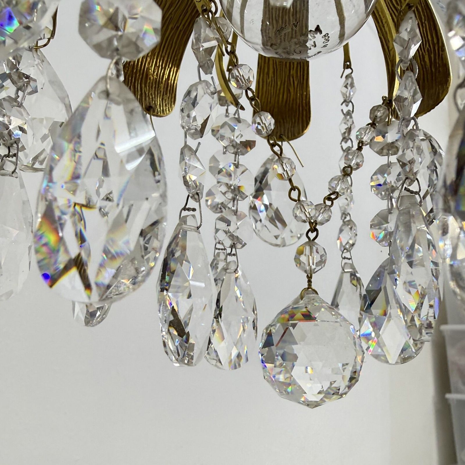 911.0 Palwa Crystal Flush Mount By Ernst Palme, Brass Pineapple , 1960s , Germany photo