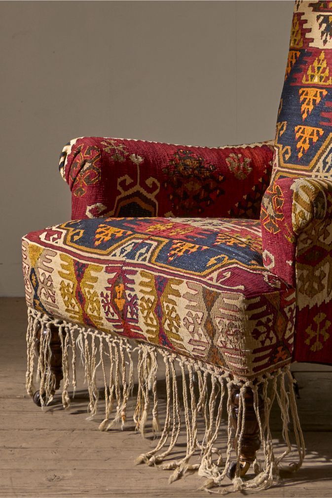 19th Century English Country House In Antique Kilim Upholstery photo Furniture