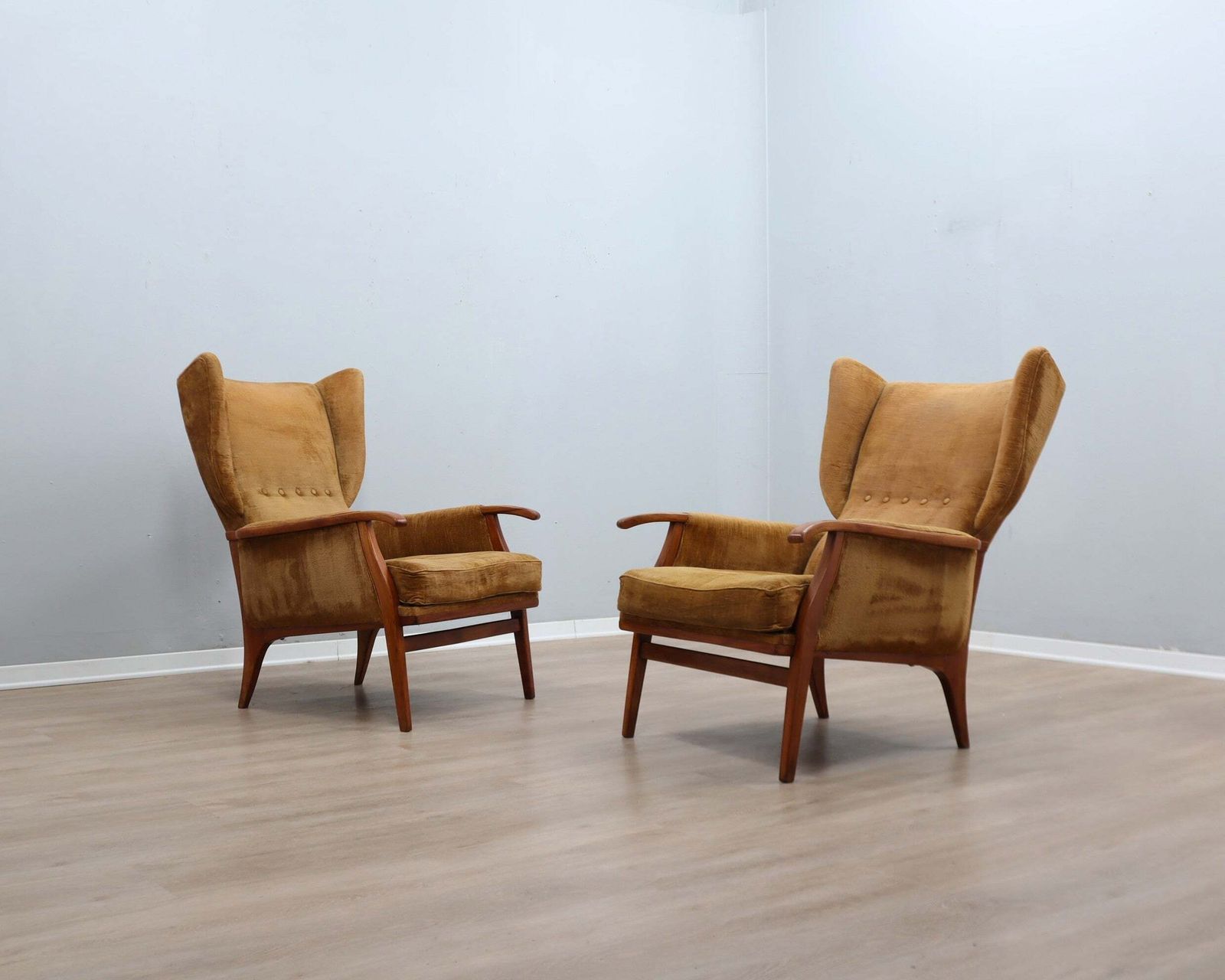 Camea Italiaanse Relaxfauteuils Dralon Velvet, Set Van 2, Ca. Jaren 1950