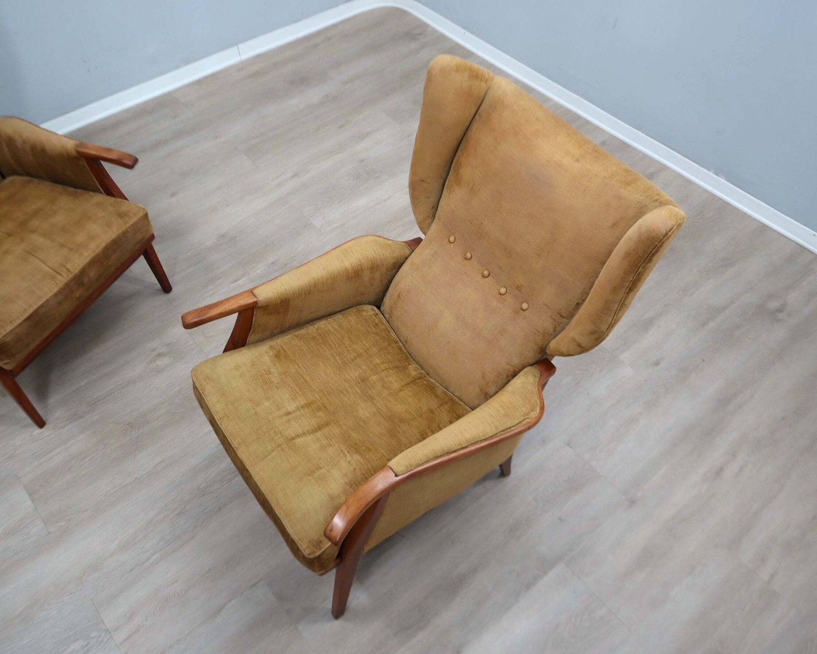 photo for sale Camea Italiaanse Relaxfauteuils Dralon Velvet, Set Van 2, Ca. Jaren 1950