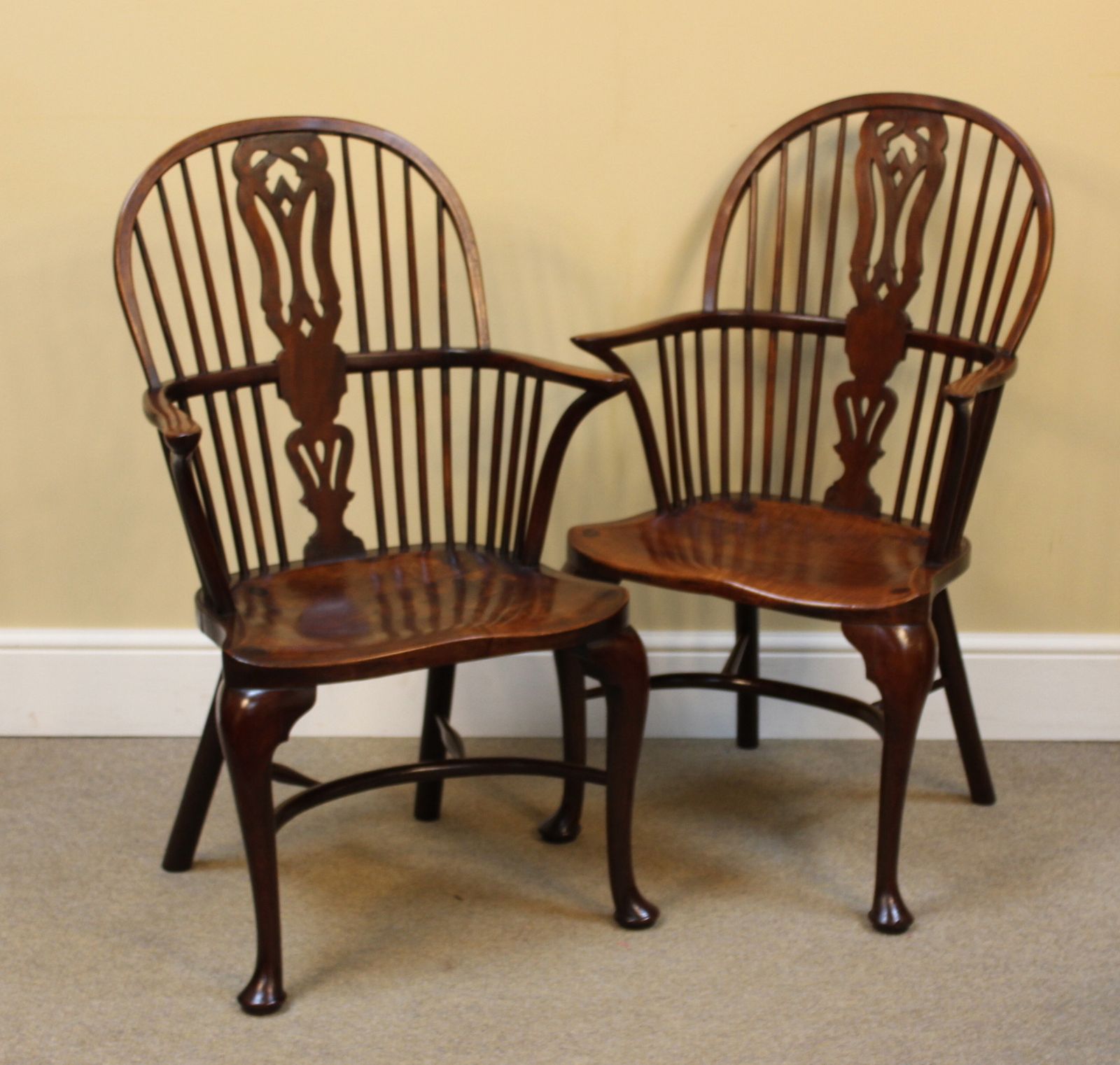 Pair Of 19thc. Yew & Elm Windsor Chairs