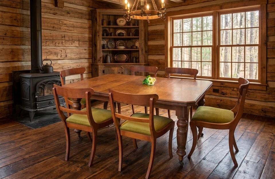 Antique Late Victorian Early Edwardian Dining Table With Six Chairs