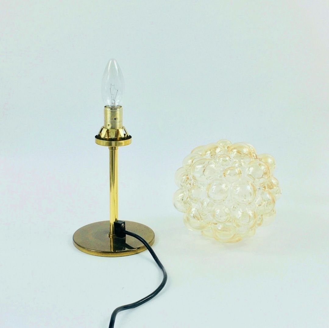 Paire de lampes de table mid-century en verre bullé et laiton par Helena Tynell, Allemagne, années 1960 photo buy
