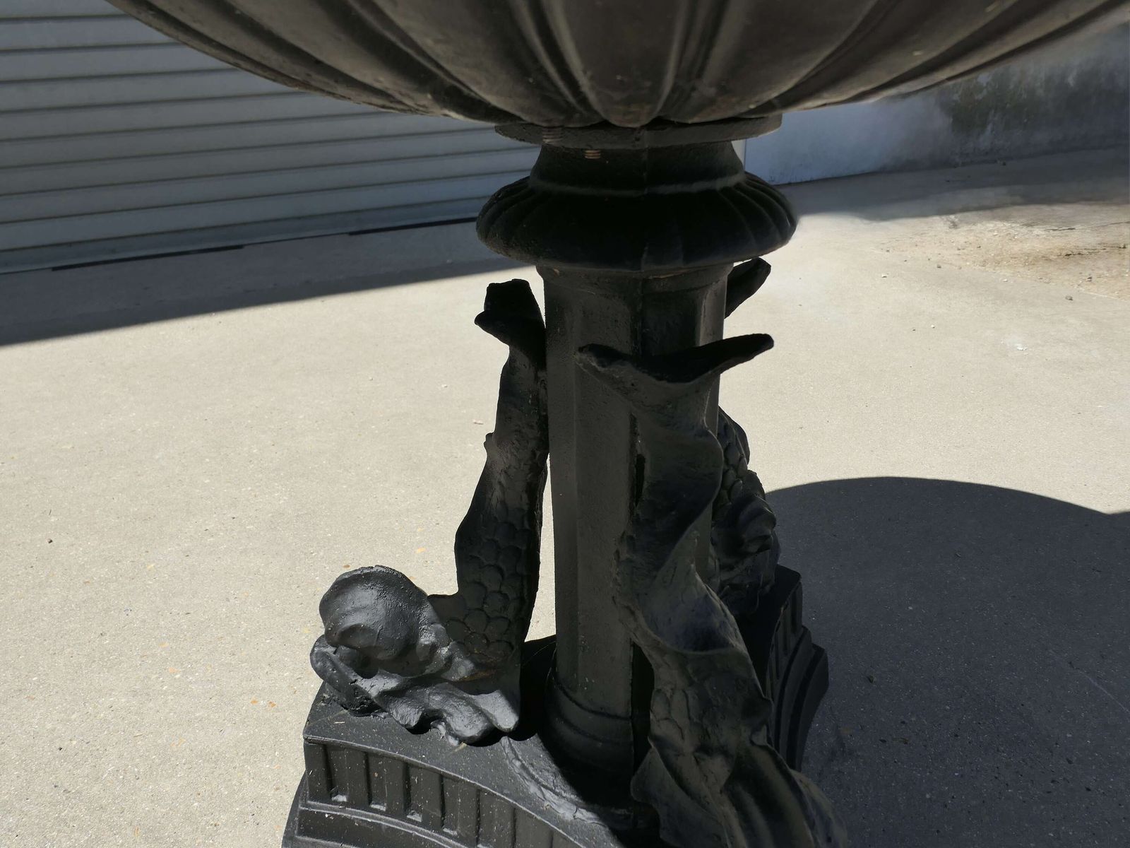 Black Cast Iron Fountain With Cherub Boy A Good Piece In A Classical Style With Dolphins photo Garden Decor