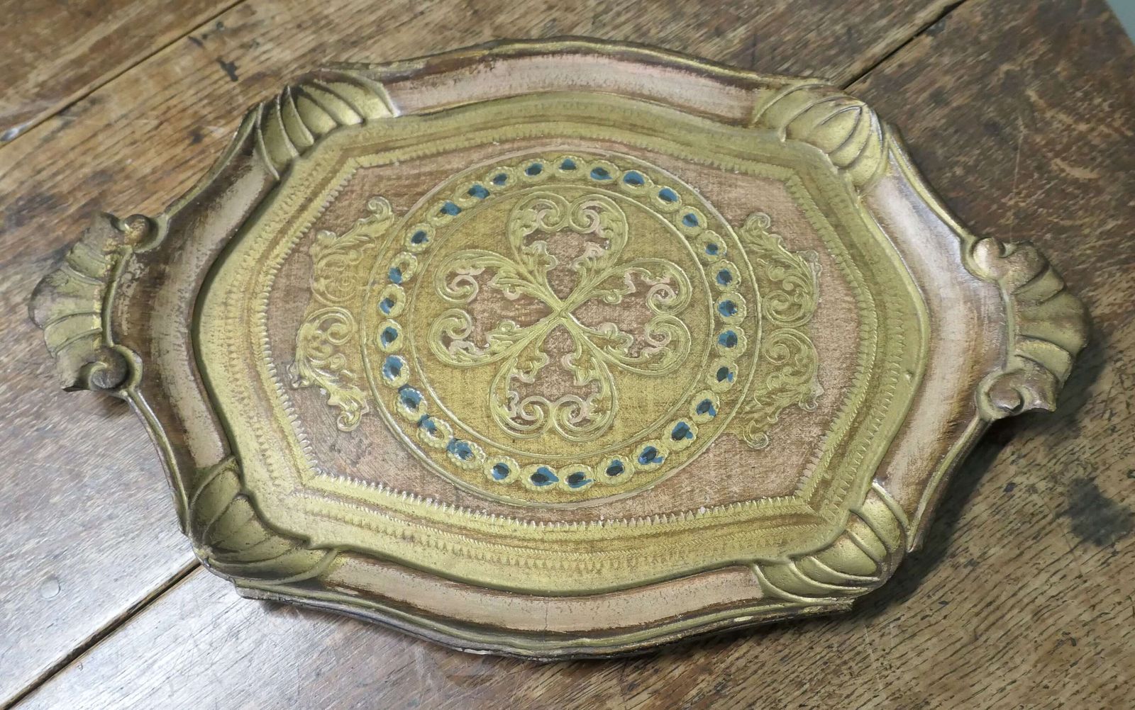 Decorative Carved And Gold Painted Italian Sideboard Tray A Very Attractive Piece