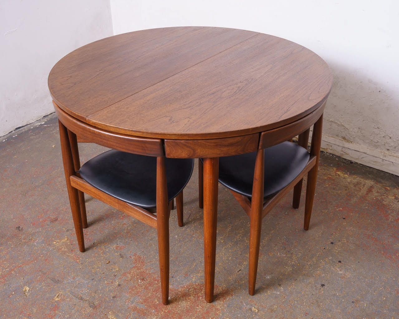 photo vintage Danish Mid Century Roundette Dining Table & 4 Chairs By Hans Olsen For Frem Rojle