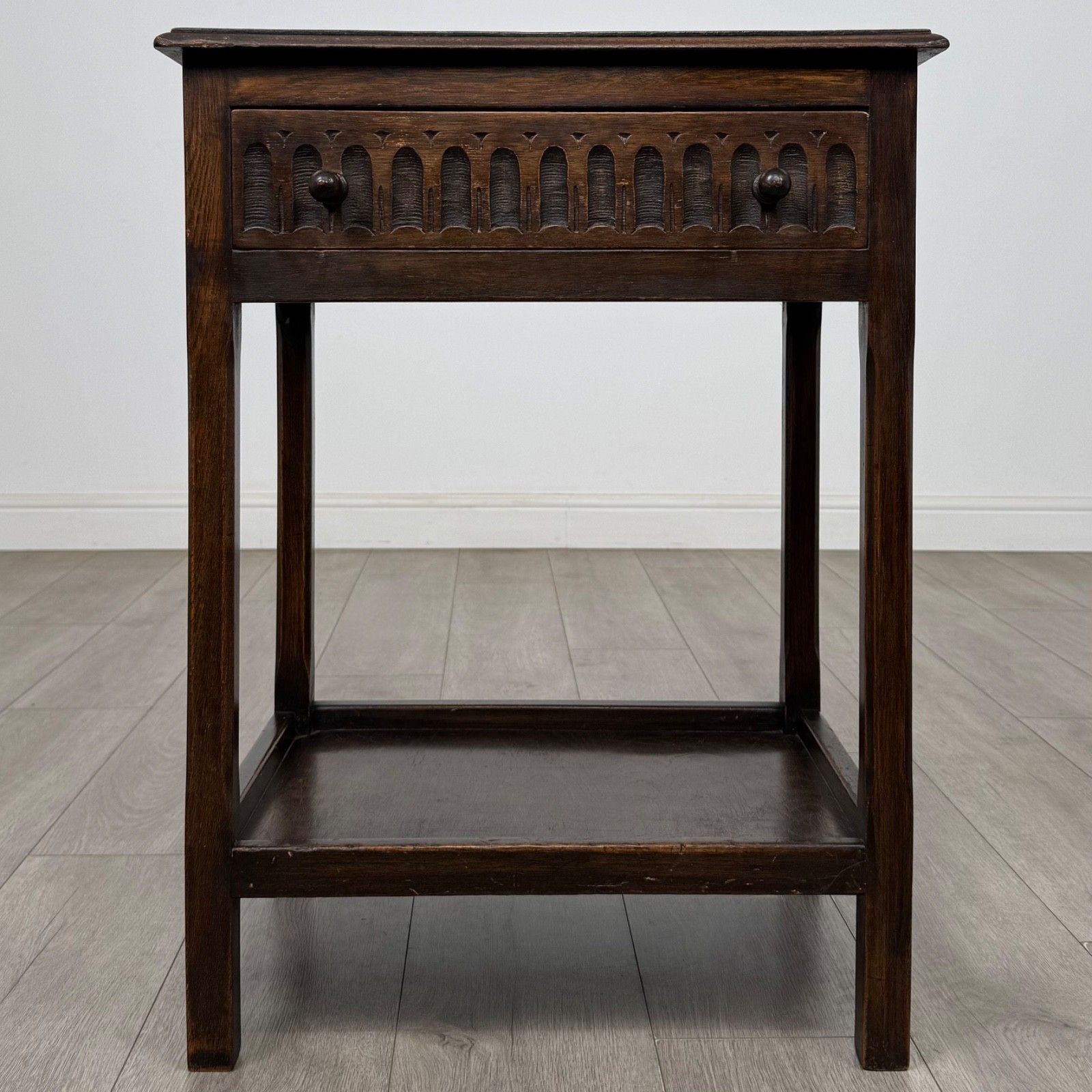 Antique 20th Century Edwardian Side Table In Oak ( Af 5858 )