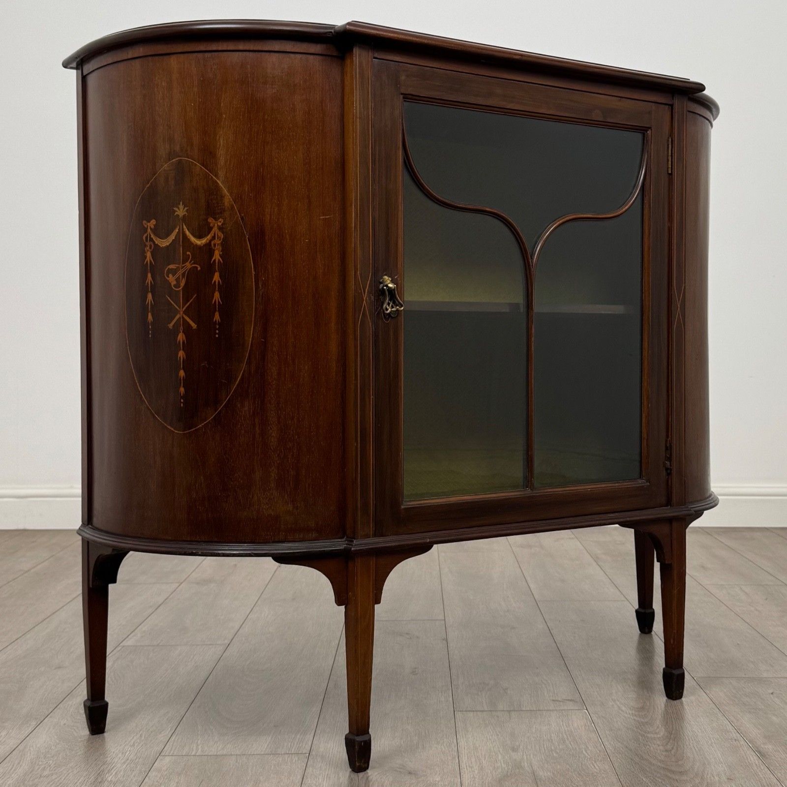 photo furniture Antique 20th Century Edwardian Display Cabinet In Mahogany ( Af 5877 )