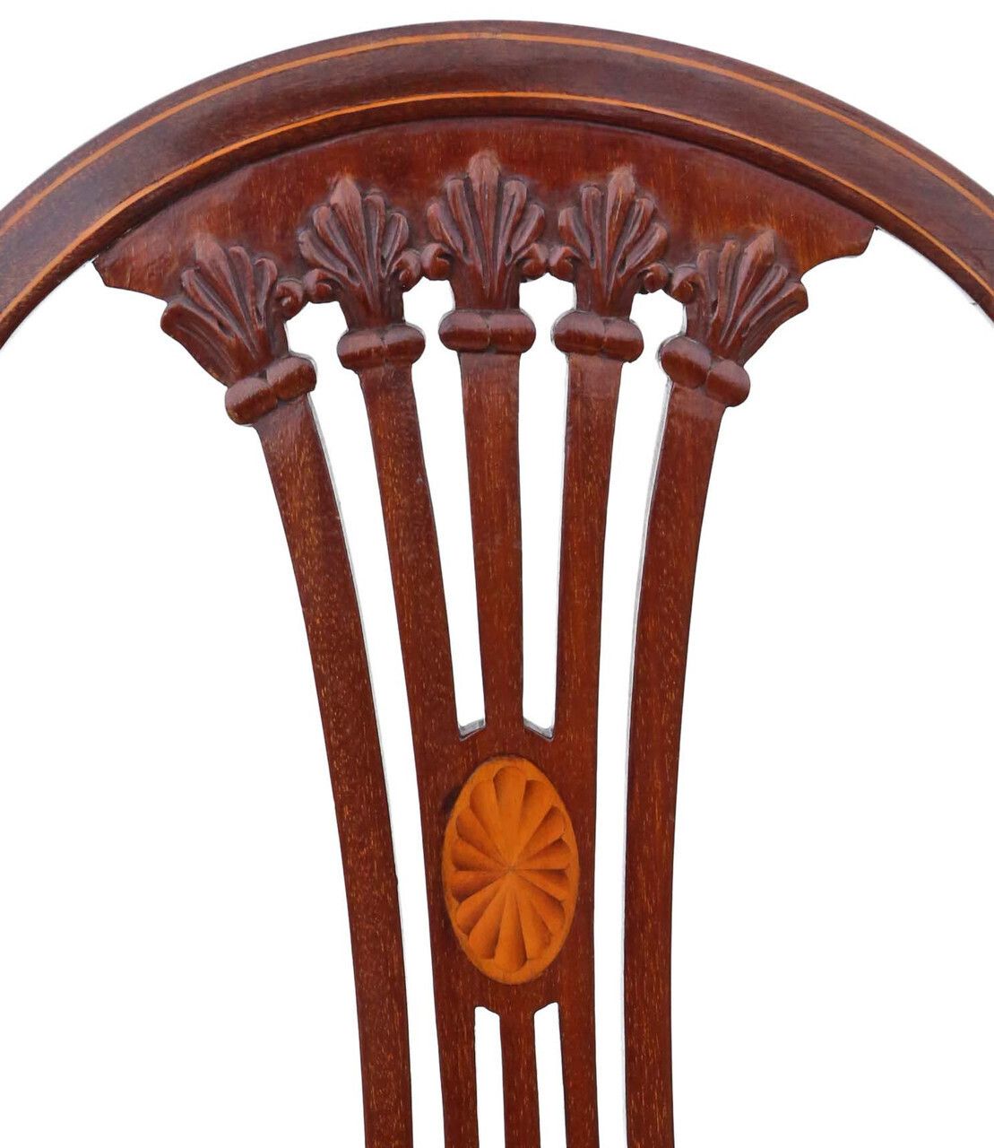Antique Quality Pair Of Georgian Revival Inlaid Mahogany Dining Side Hall Bedroom Chairs C1910 photo Furniture