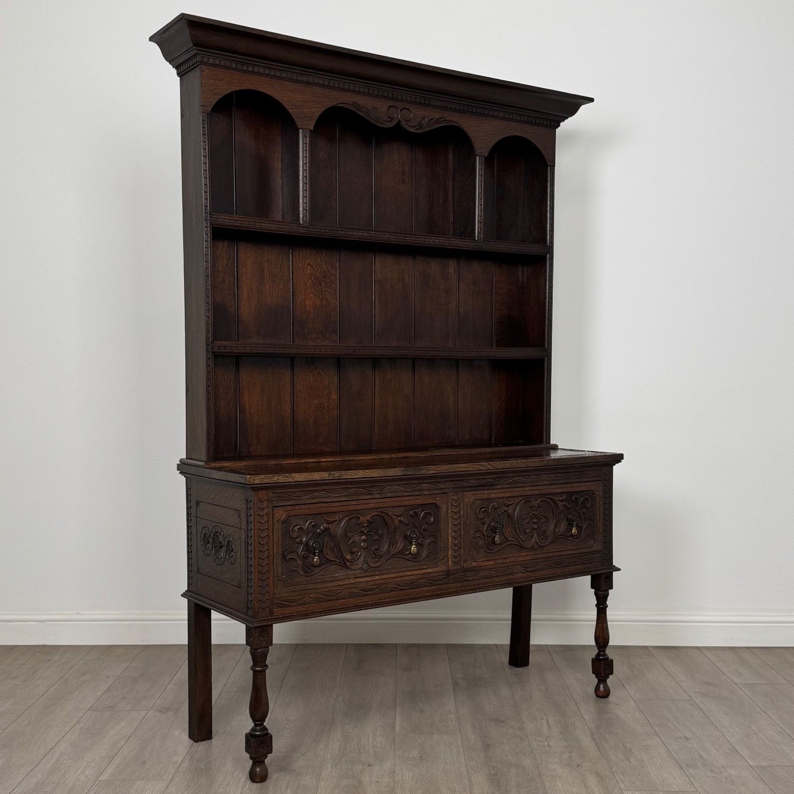 Antique 19th Century Victorian Carved Oak Welsh Dresser ( Af 5884 ) photo vintage