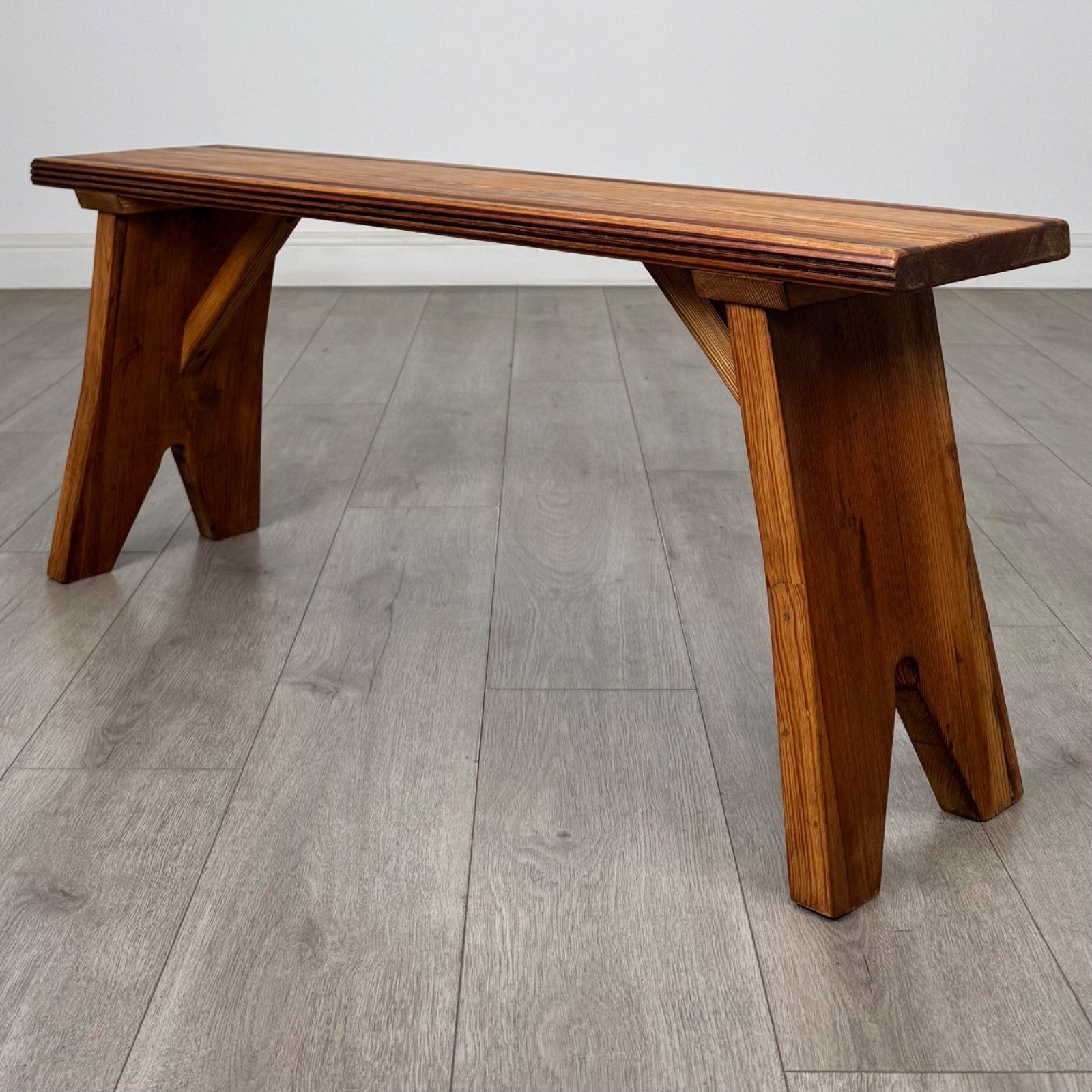 Antique 20th Century Small Good Quality Pitch Pine Bench ( Af 5874 )