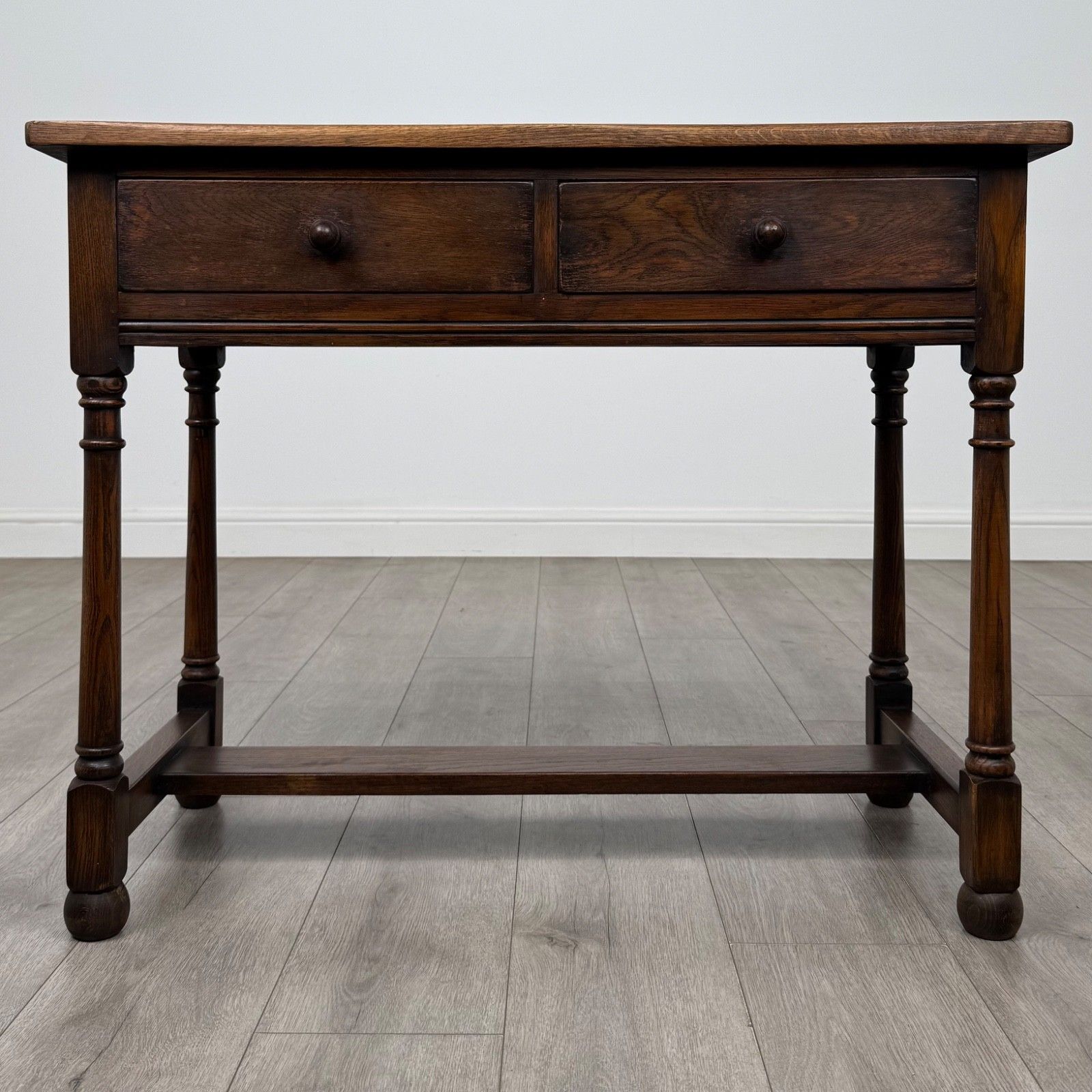 Antique 20th Century Edwardian Writing Table In Oak ( Af 5879 )
