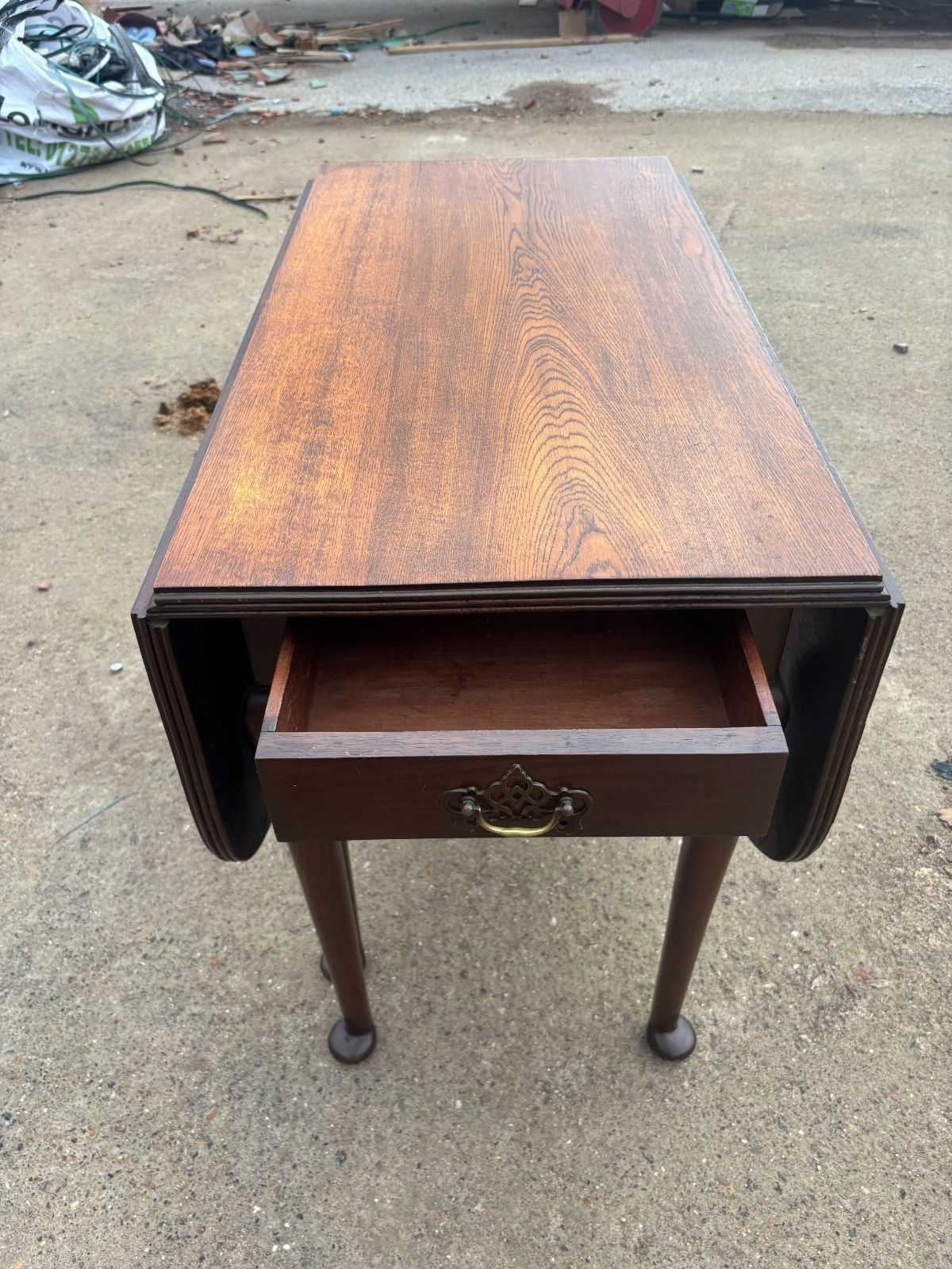 Antique Georgian Mahogany Drop Leaf Table With Two Drawers photo vintage