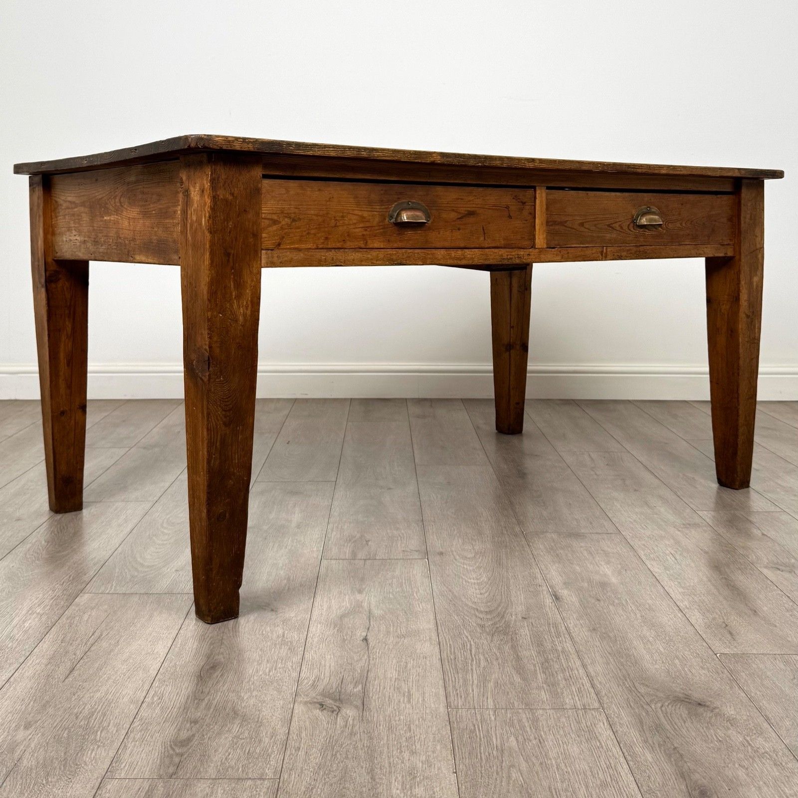 Antique 19th Century Large Farmhouse Writing Table In Pine ( Af 5880 ) photo vintage