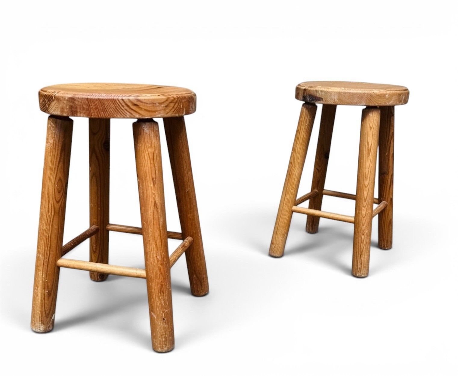 Pair Of Vintage Style Pine Kitchen Stools Milking Stools Very Decorative photo buy
