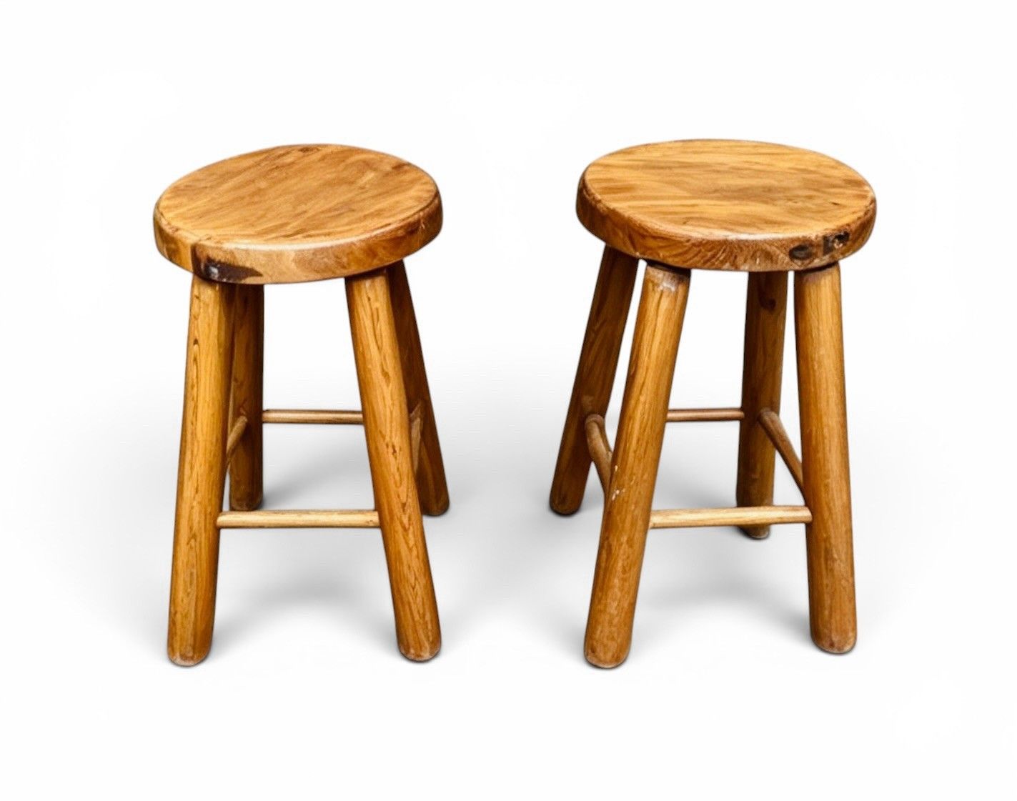 Pair Of Vintage Style Pine Kitchen Stools Milking Stools Very Decorative photo vintage