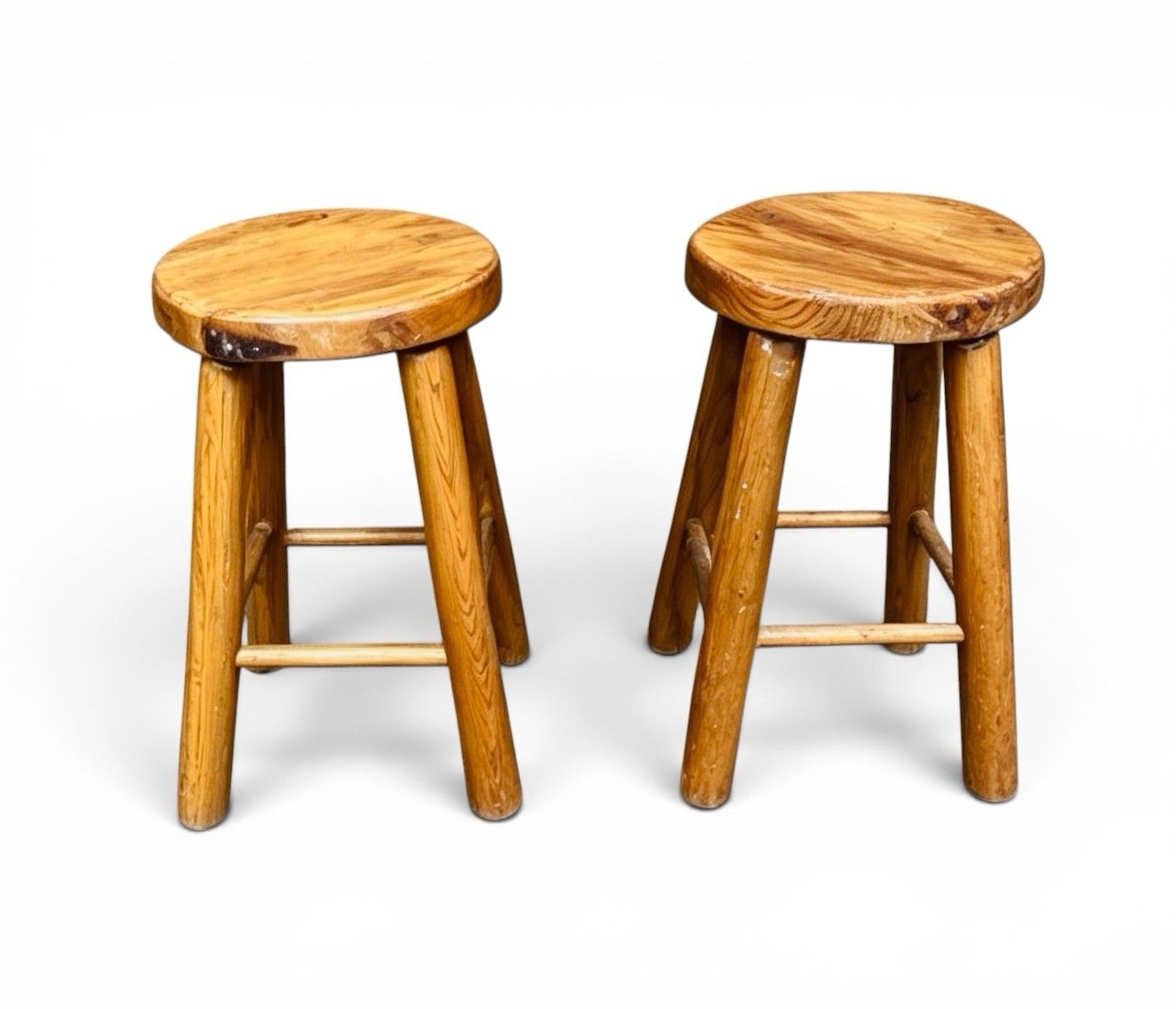 photo furniture Pair Of Vintage Style Pine Kitchen Stools Milking Stools Very Decorative