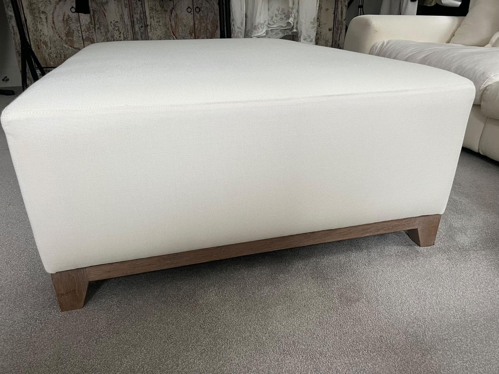 Upholstered White Large Ottoman photo Furniture