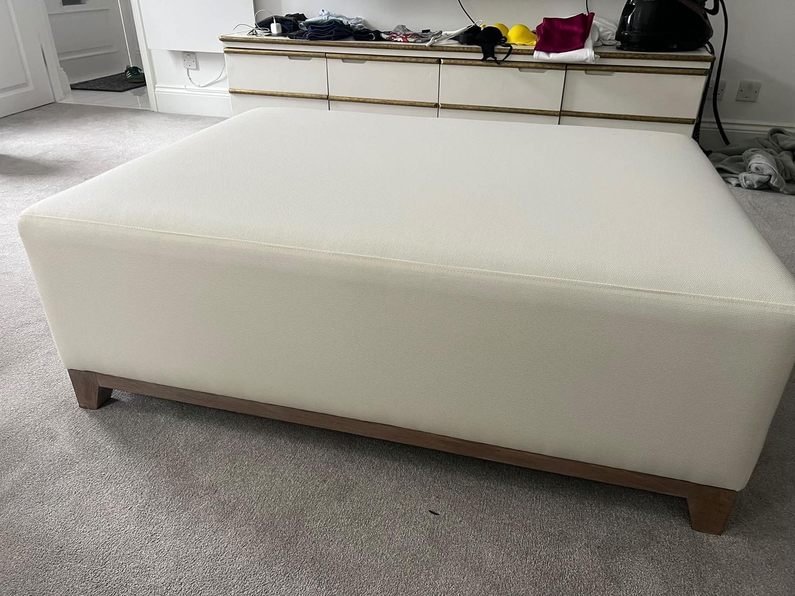 Upholstered White Large Ottoman photo 650.0