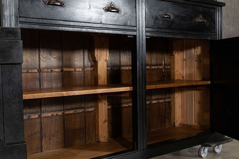 photo for sale Large 19thc English Ebonised Pine Glazed Dresser