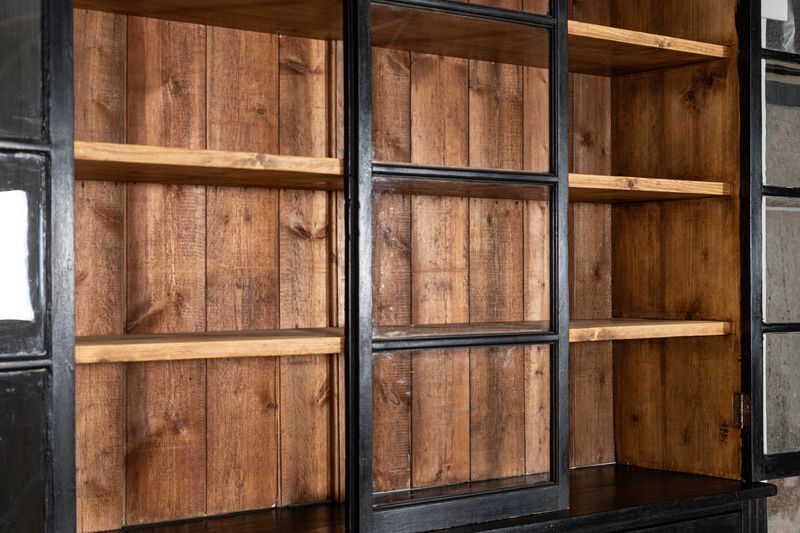 Furniture Large 19thc English Ebonised Pine Glazed Dresser photo