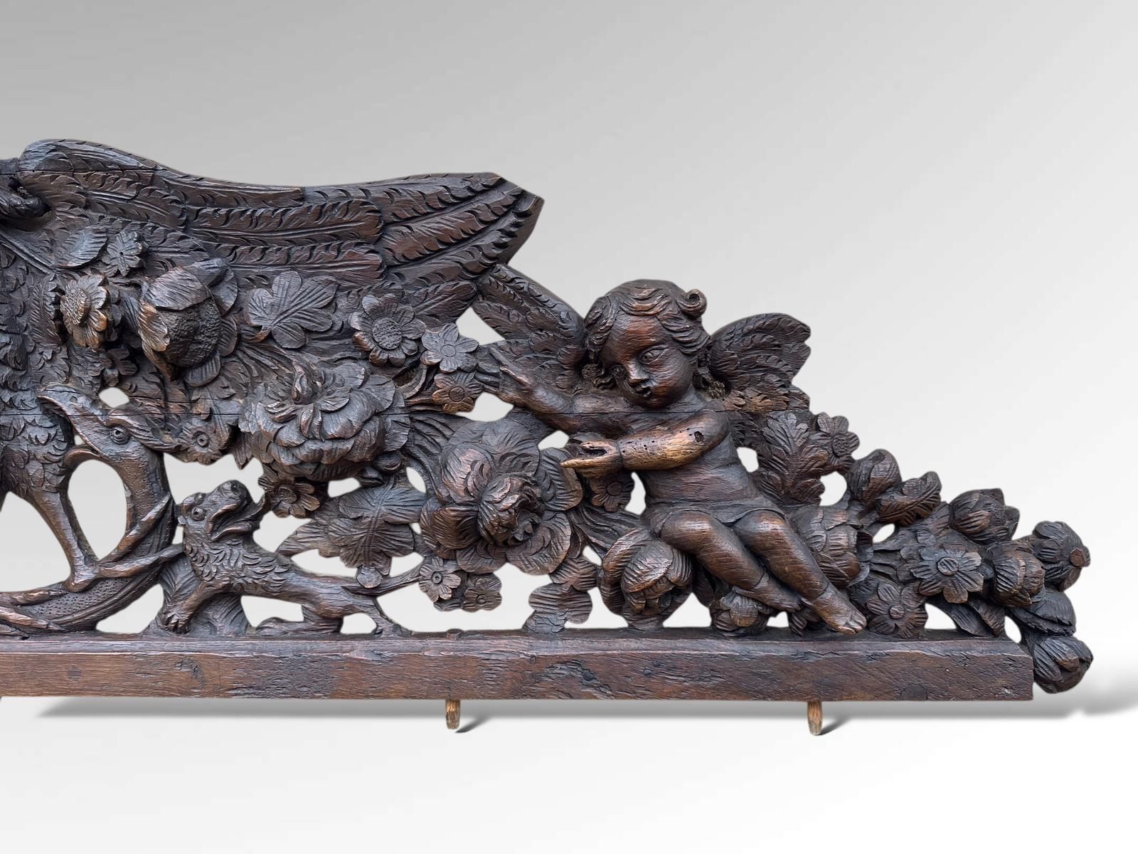 1295.0 French Carved Pediment Heraldic Eagle Architectural Wall Art photo