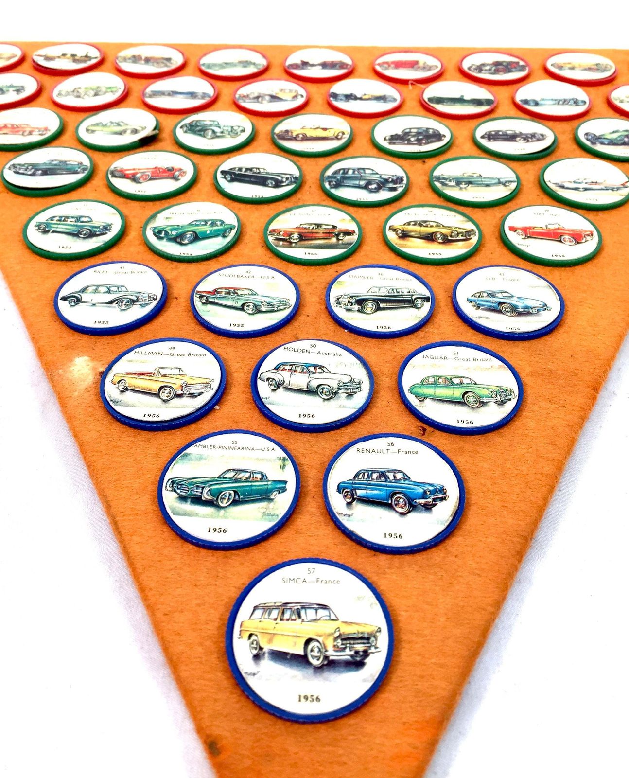 Antique Advertising   45 Jell O Picture Wheels Car Coin Collection Vintage C1960 photo for sale