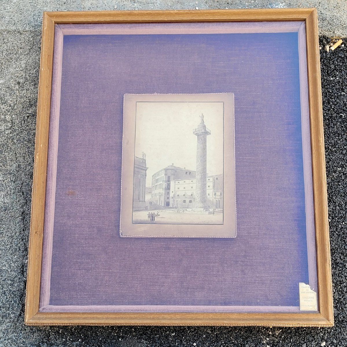 Suite de 3 vues de Rome, dessins encadrés, signature illisible, début du XIXe siècle photo furniture
