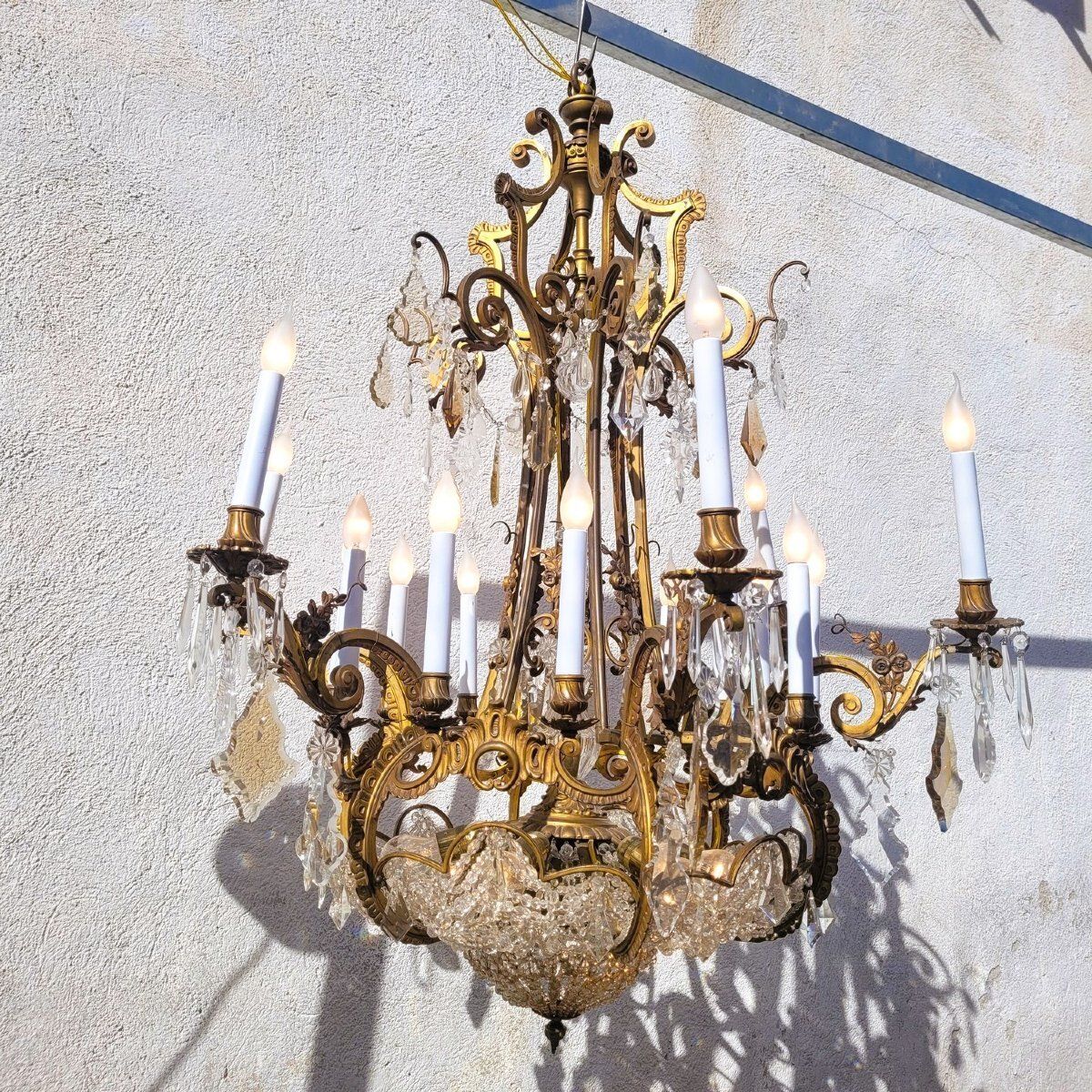 Large Chandelier H130cm, Bronze And Crystal, Early 20th Century photo furniture