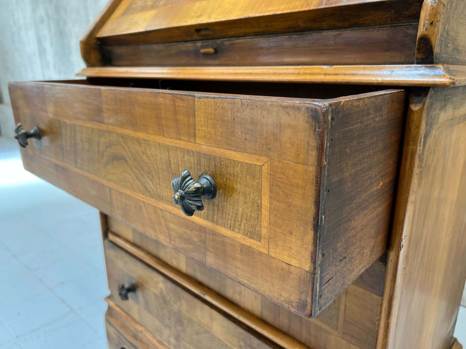 965.0 19th Century Bureau Desk With Bookcase Display Cabinet photo
