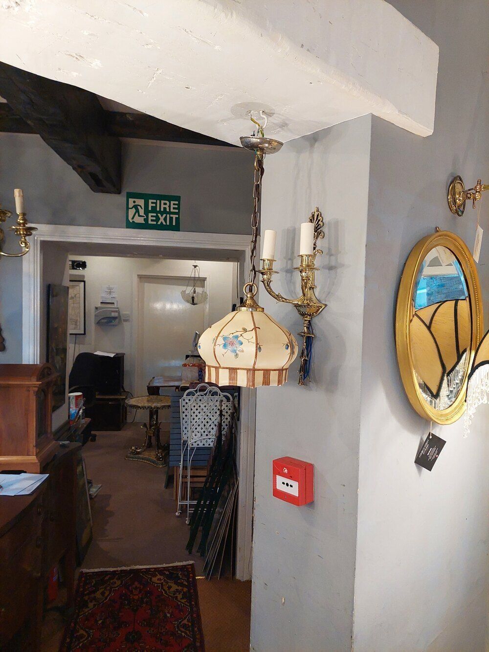 1920's Hand Painted Glass Shade photo furniture