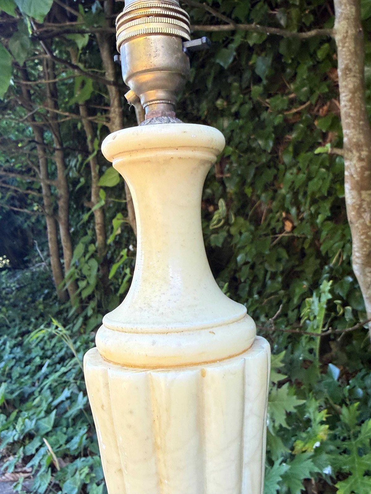 Tall Vintage Alabaster Table Lamp – Mid Century Classical Statement Lighting   Working And Pat Tested, 52cm Tall photo vintage